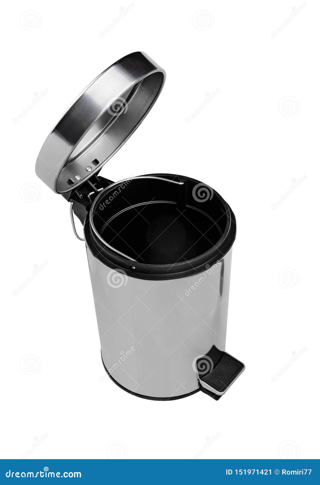 Metal Trash Can Open. Waste Can. Trash Bin Stock Image - Image of