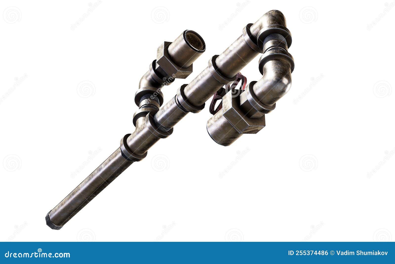metal tubes over white background