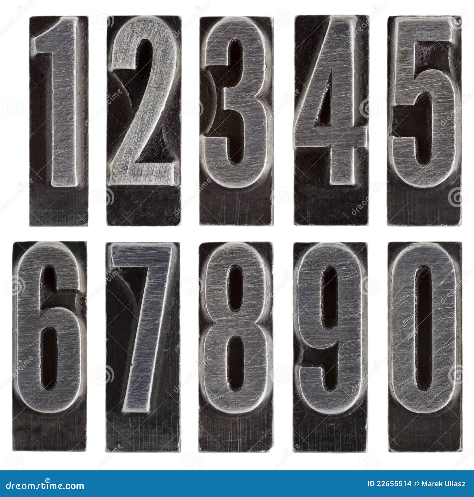 Metal Type Numbers Isolated Stock Photo Image of text, eight 22655514