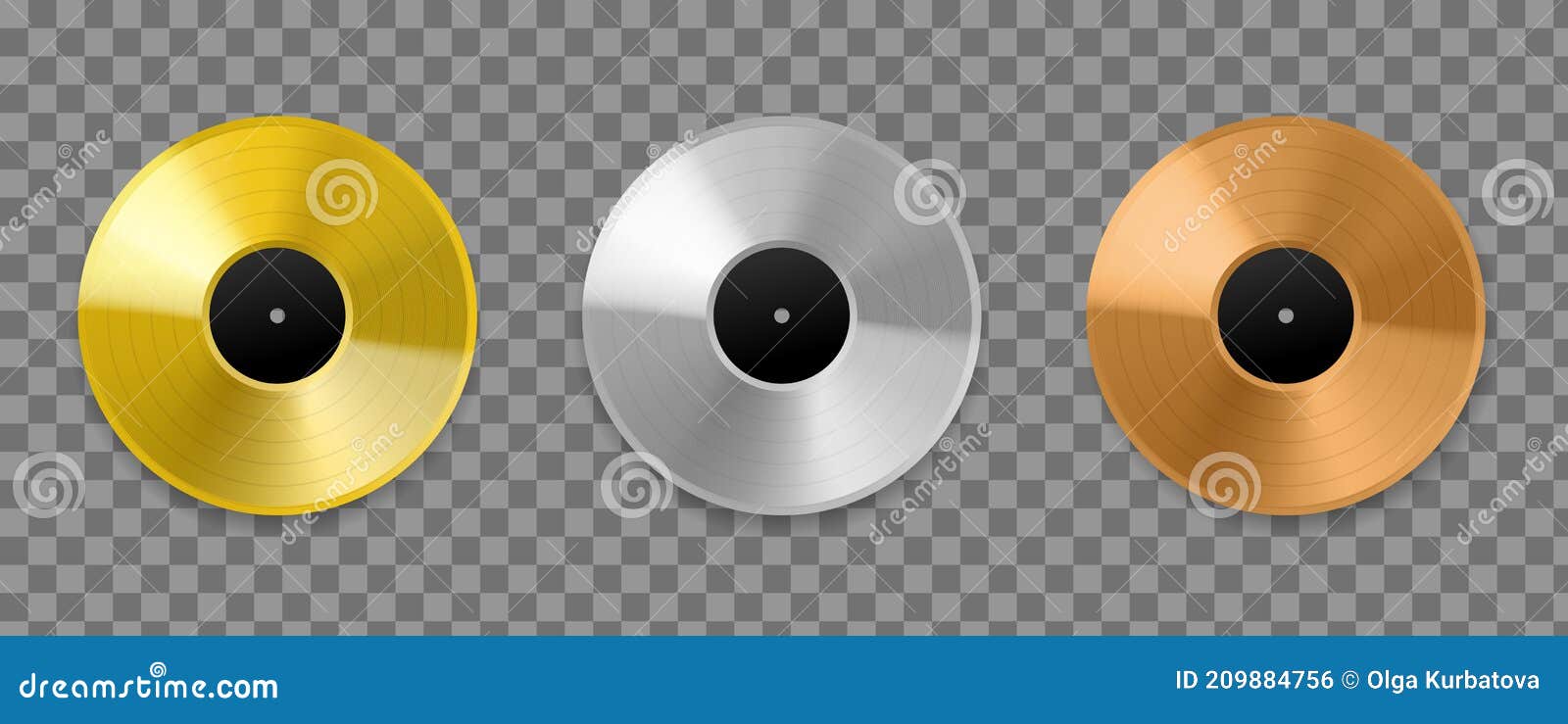 Metal Vinyl Realistic Golden, Bronze and Platinum Top Charts Audio Discs, Musical Albums and Stock Vector - Illustration frame, musical: 209884756