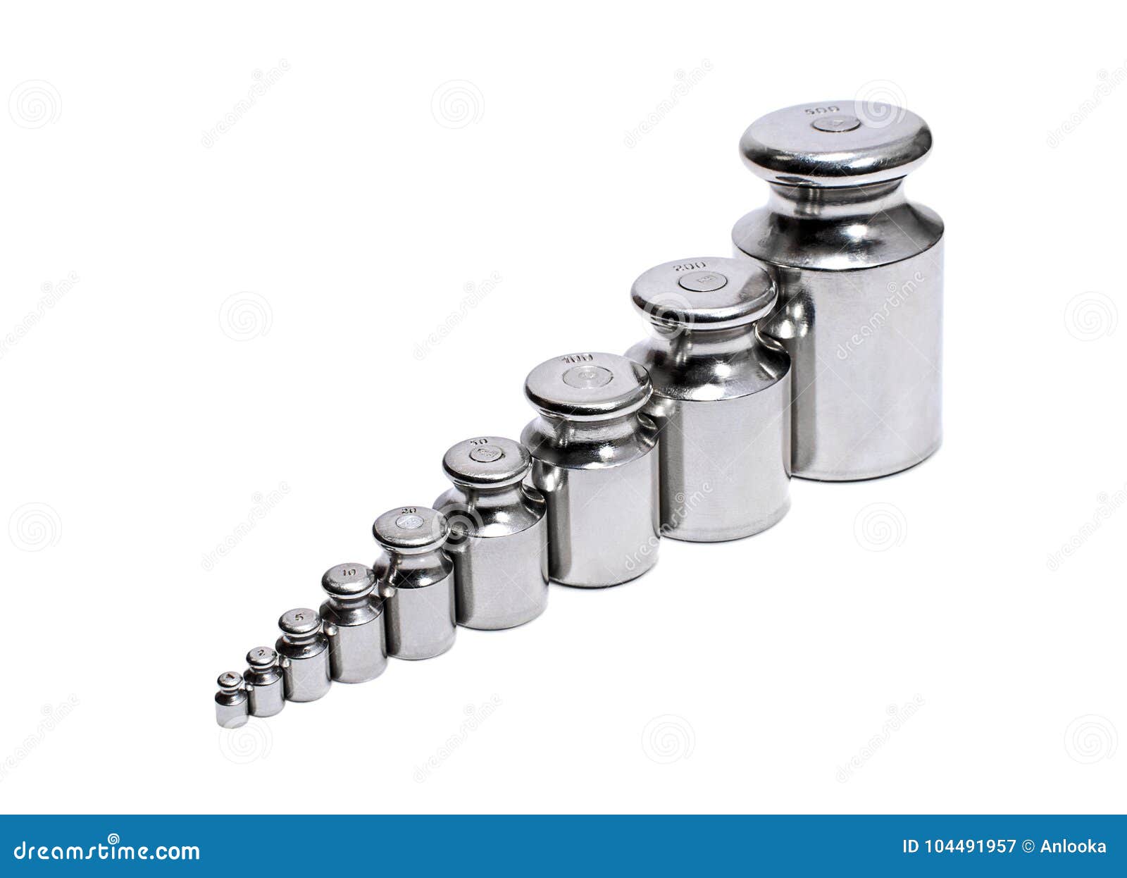 Set Of Metal Weights For Scales On White Background. For The