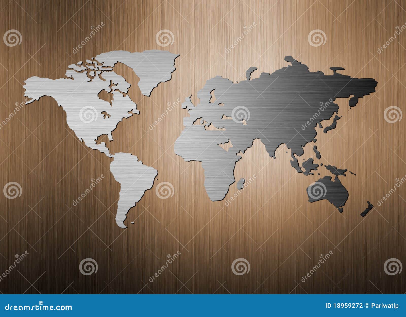 Metal World Map On The Metal Background Stock Illustration