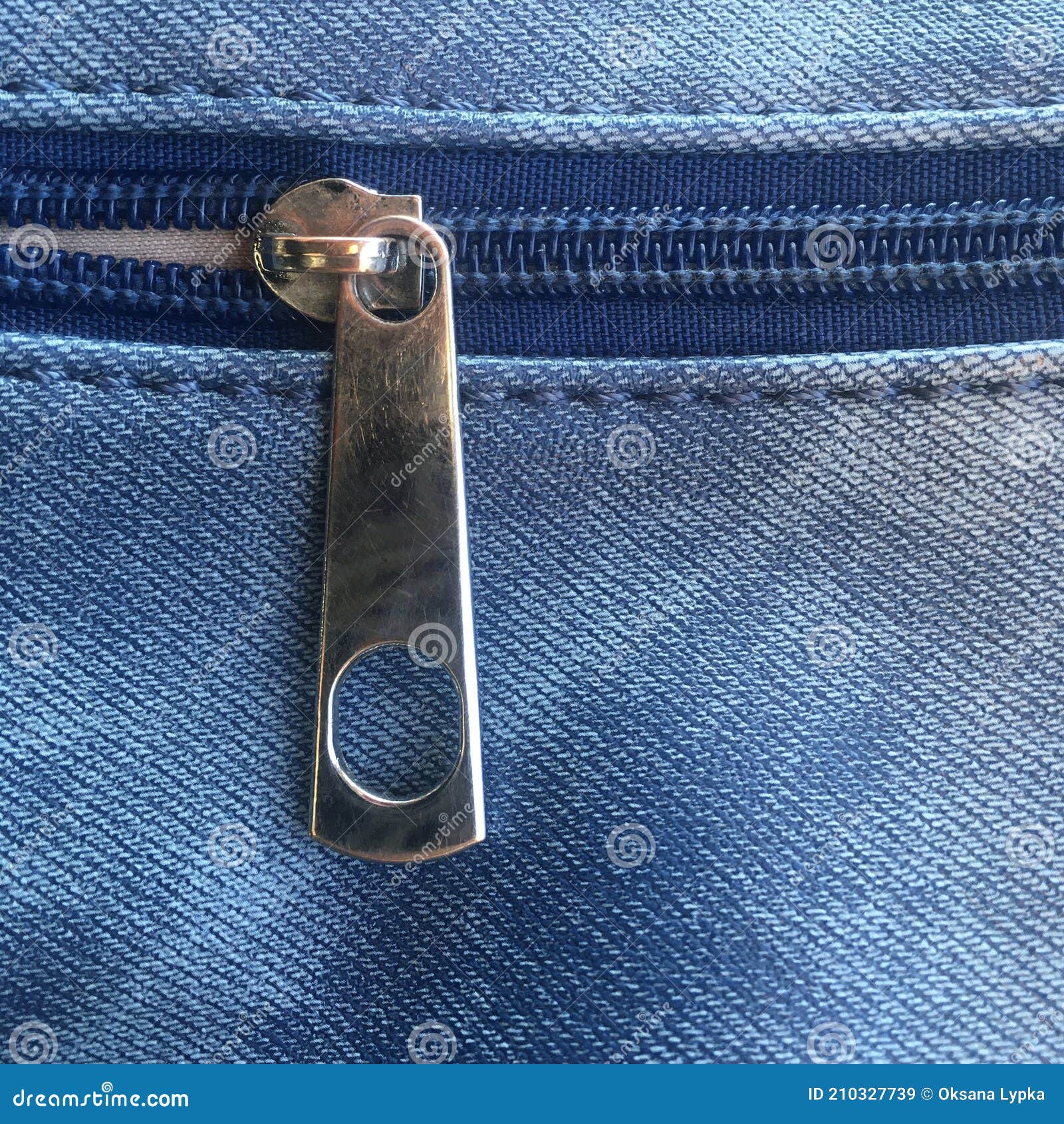 Metallic Zipper on the Denim Blue Fabric, Horizontal Bag Jeans,rough ...