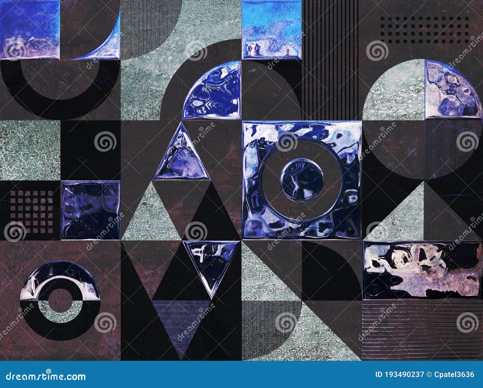 Metalic Blue Mexican Wallpaper Design Stock Illustration - Illustration