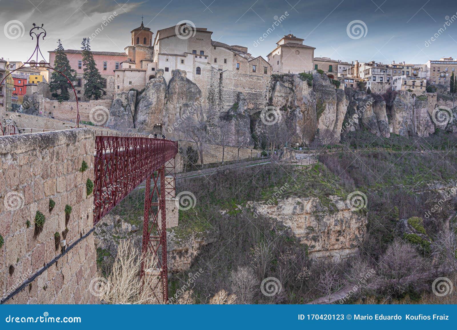 medieval city of cuenca and its access bridge crossing the huecar river. europe spain