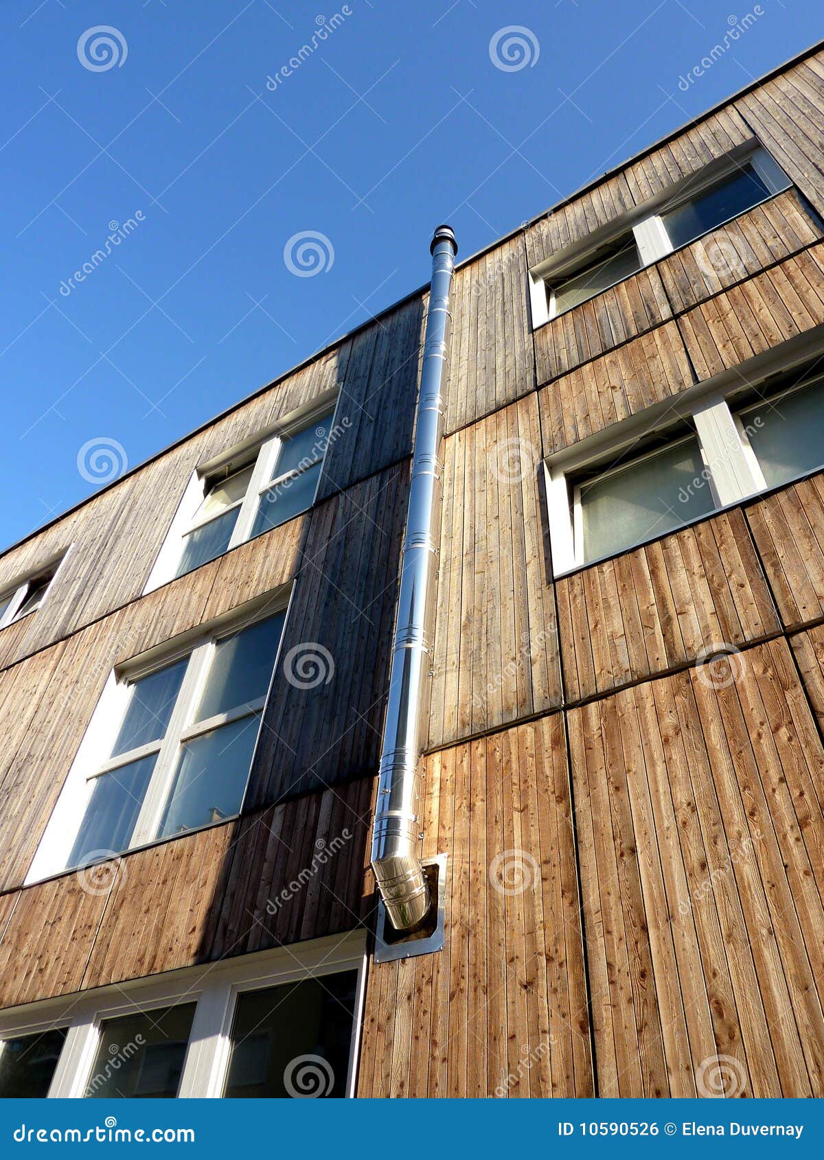 Metallic Chimney on a Wood Facade Stock Photo Image of color, metal