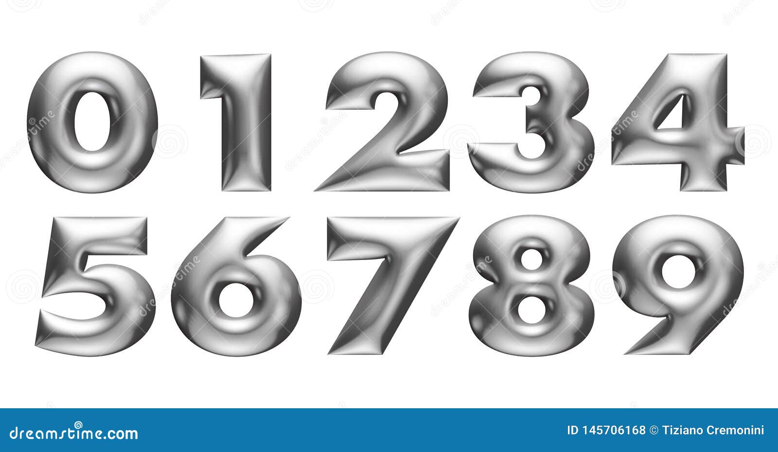 Vector Metal Numbers Chrome Numbers Stock Vector (Royalty Free) 441680401