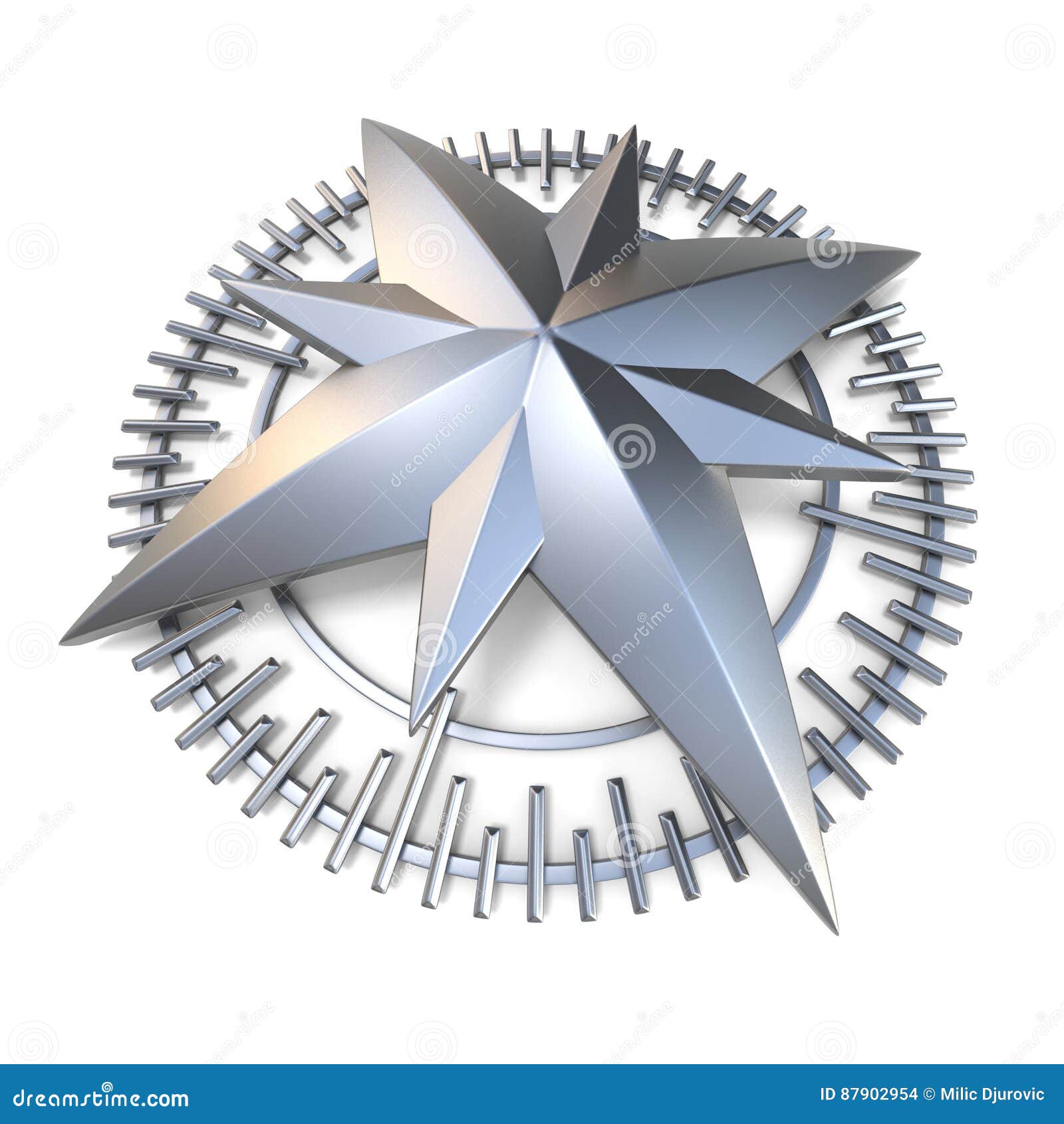 Metallic compass rose 3D stock illustration. Illustration of adventure
