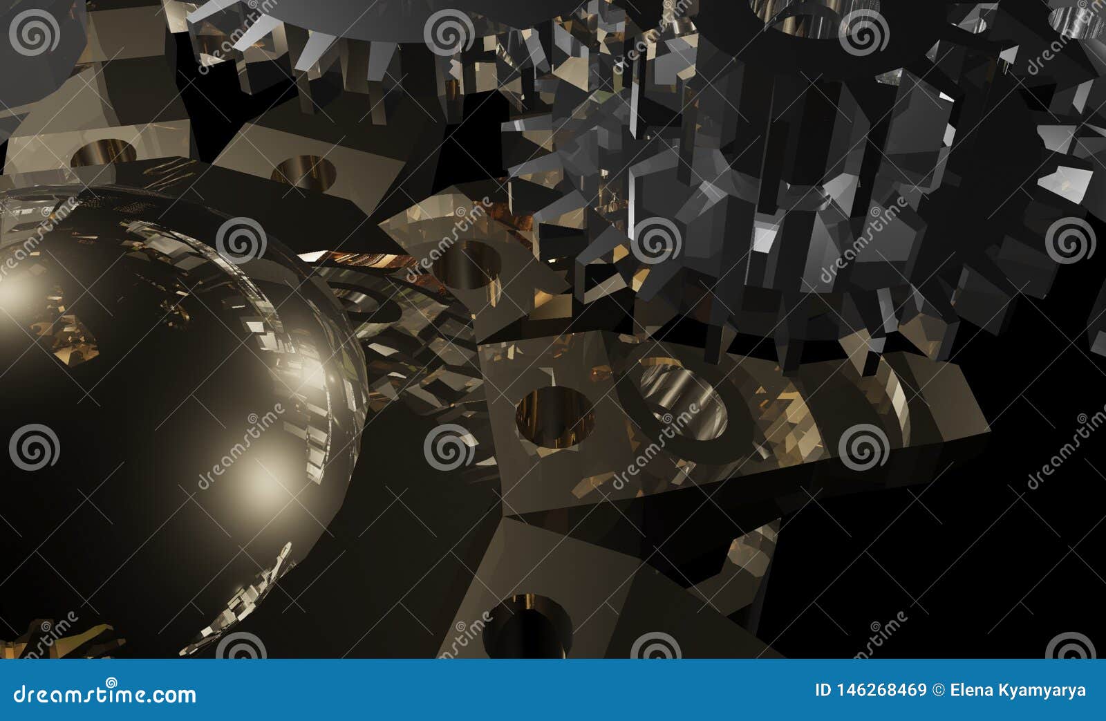 metallic  abstract mechanism 3d