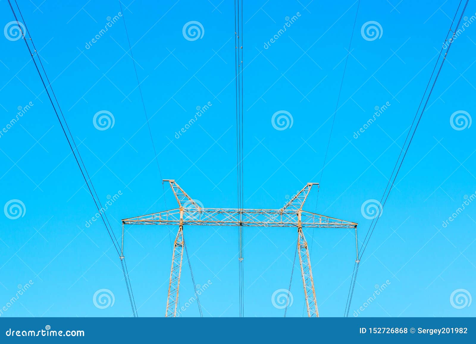 Metallic Electrical Tower Transmitting High Voltage. Energy Industry