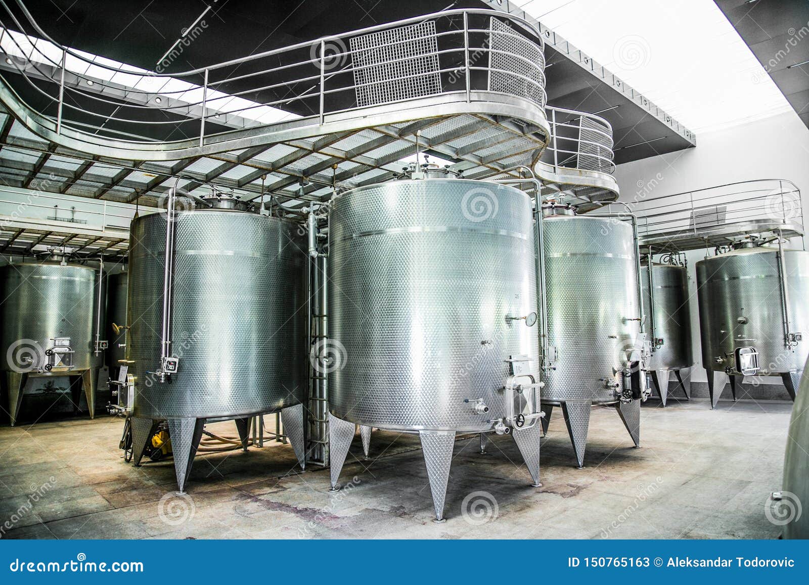 metallic fermentation tanks in winery vina undurraga in talagante chile