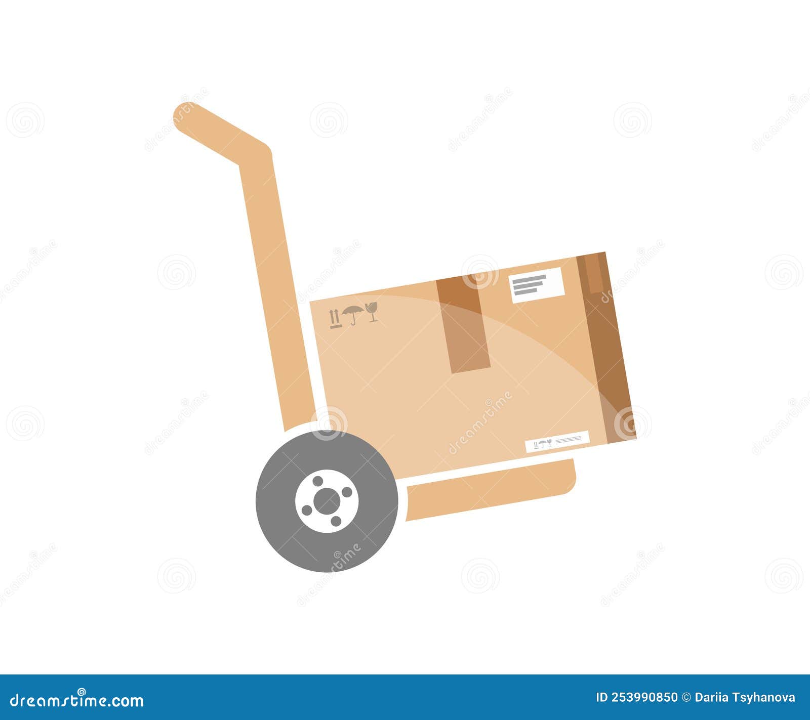Metallic Hand Truck with Boxes Vector Design and Illustration. Stock