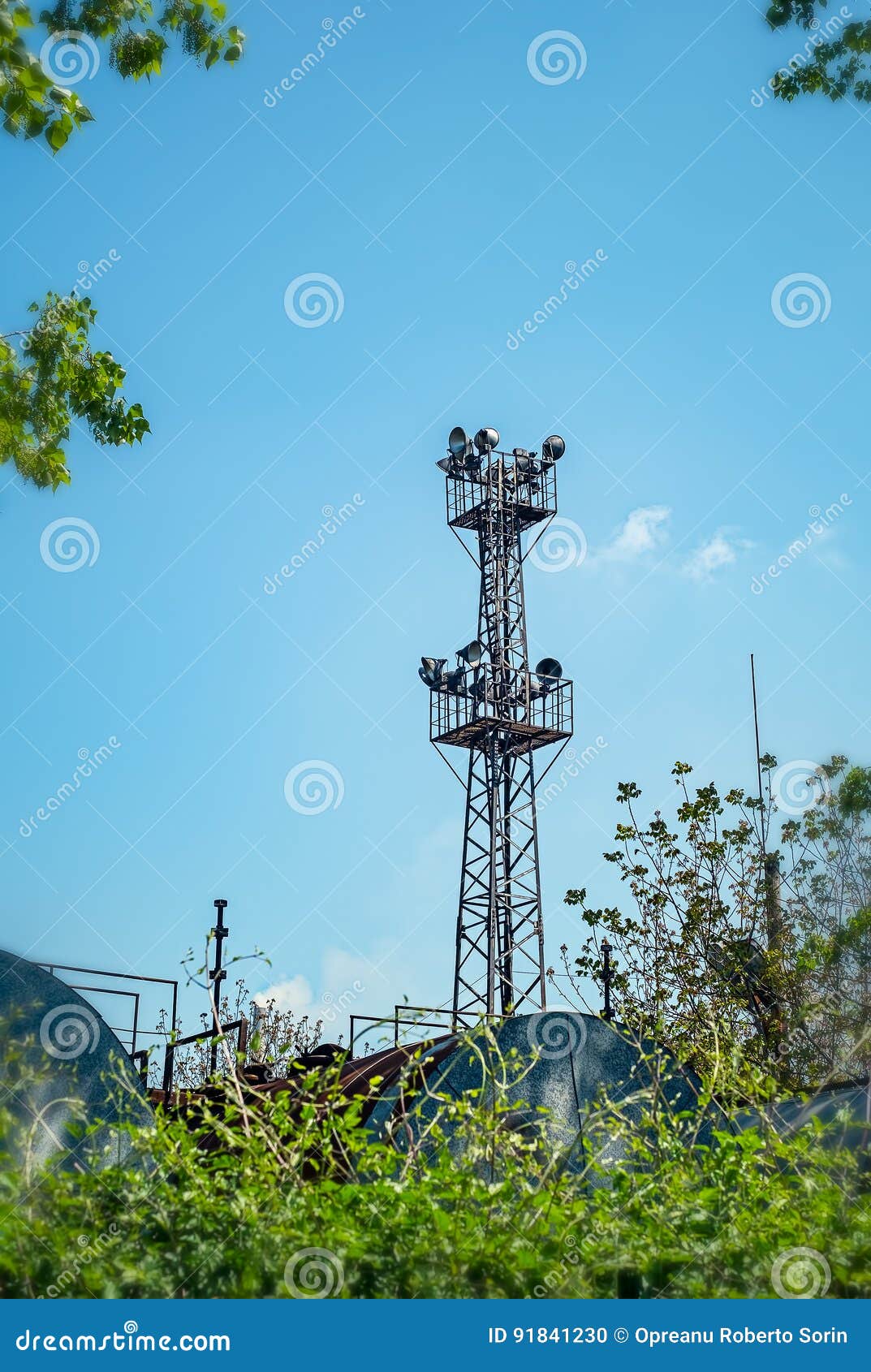 Metallic Lighting Tower with Reflectors Stock Photo Image of lamp