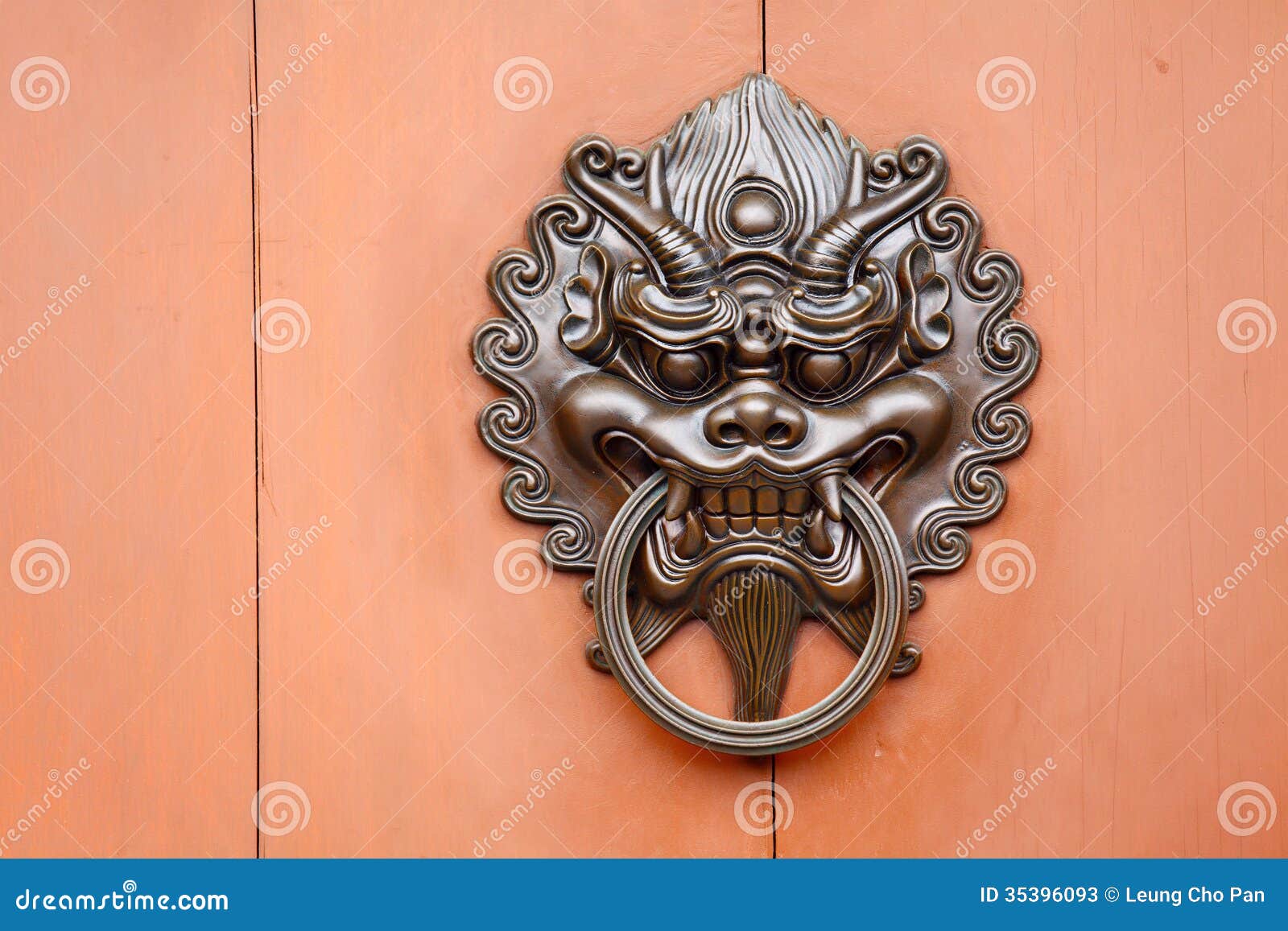 Metallic Lion Statue Door Lock Stock Image Image of wood, knocker