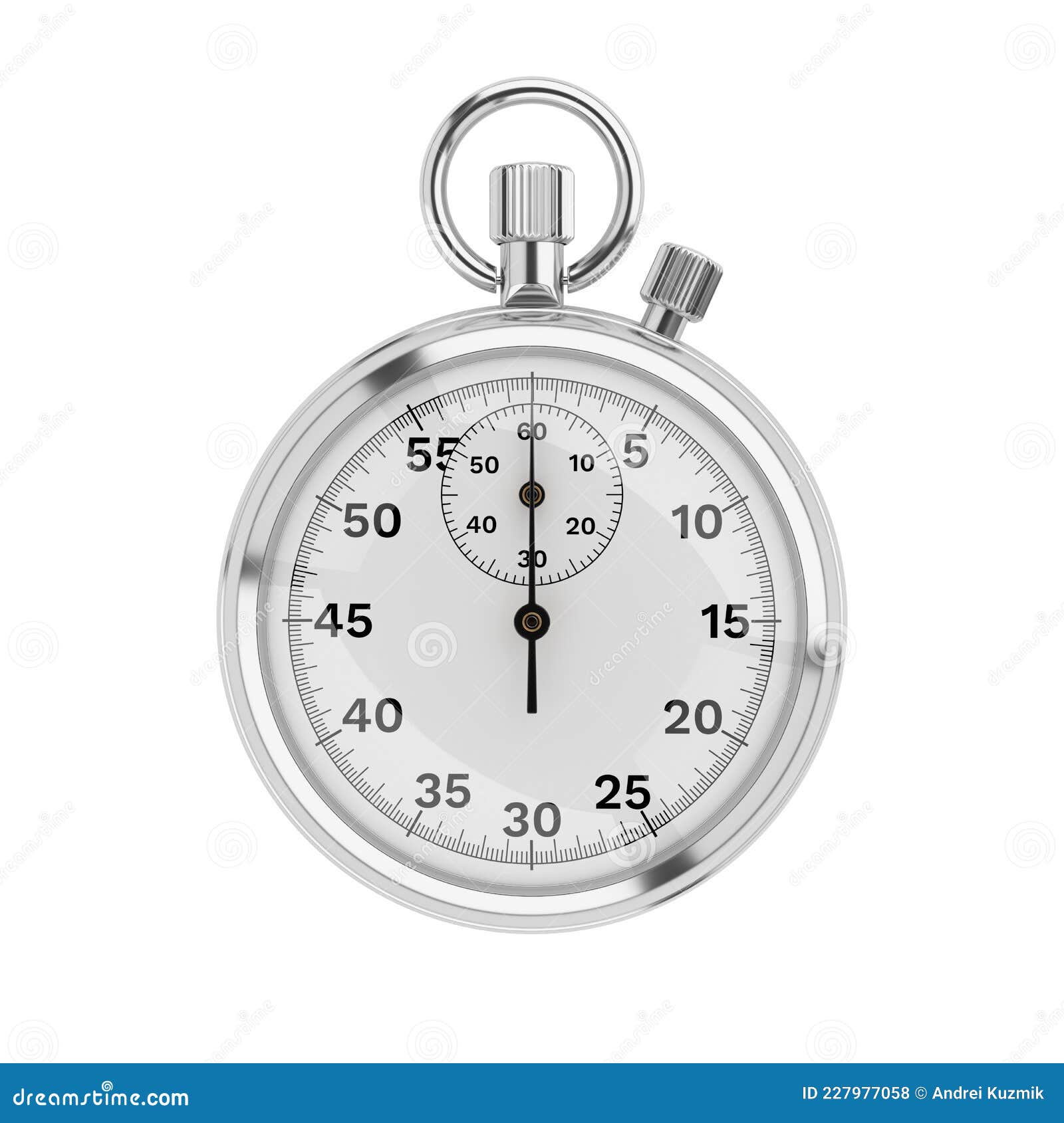 Metallic Mechanical Stopwatch Isolated. 3d Rendering Stock Illustration