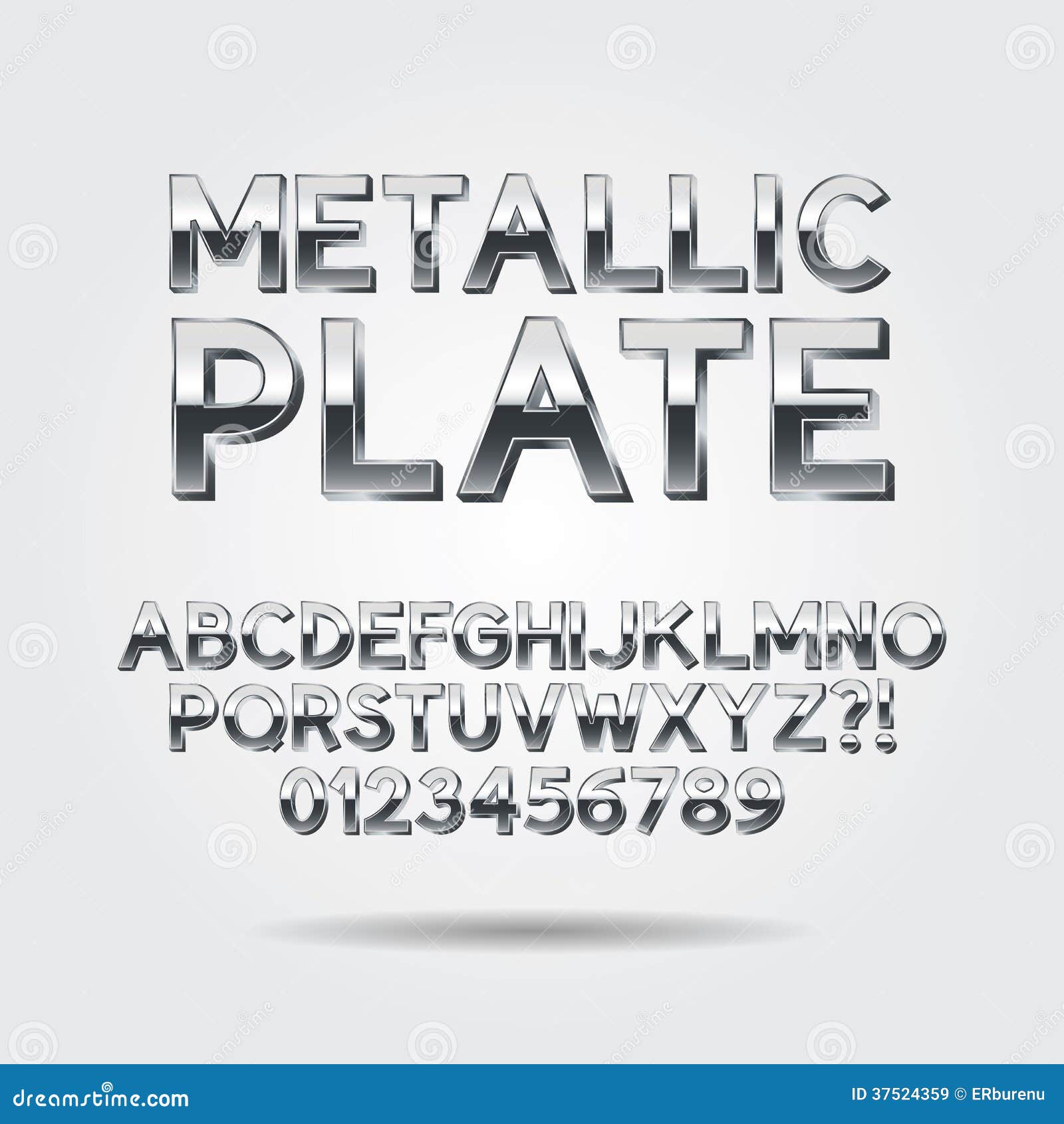 Metallic Plate Font and Numbers Stock Vector Illustration of platinum