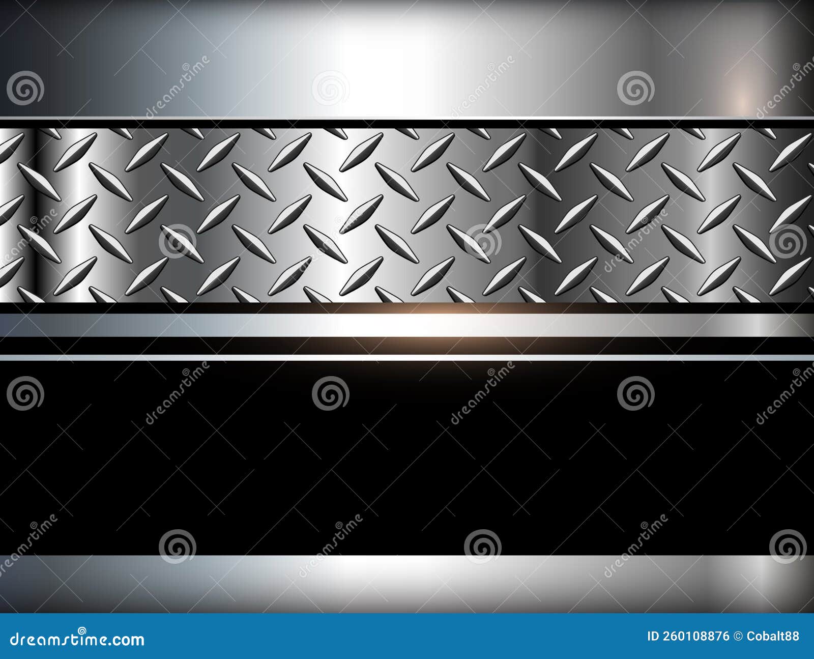 Metallic Silver Black Background, 3d Metal Shiny Chrome with Diamond