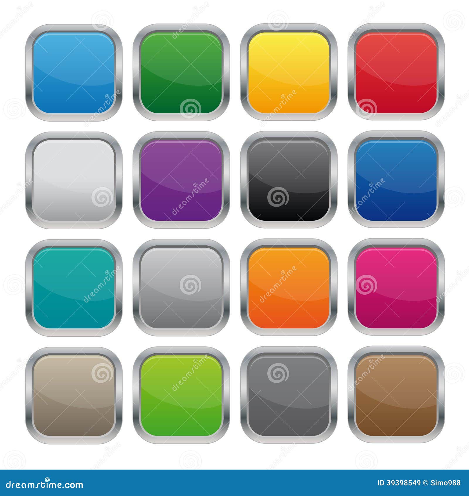 Metallic square buttons stock vector. Illustration of green - 39398549