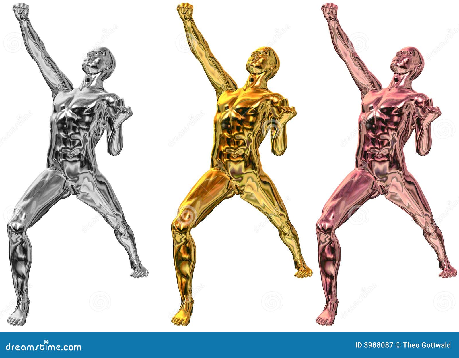 metallic statue in gold,silver