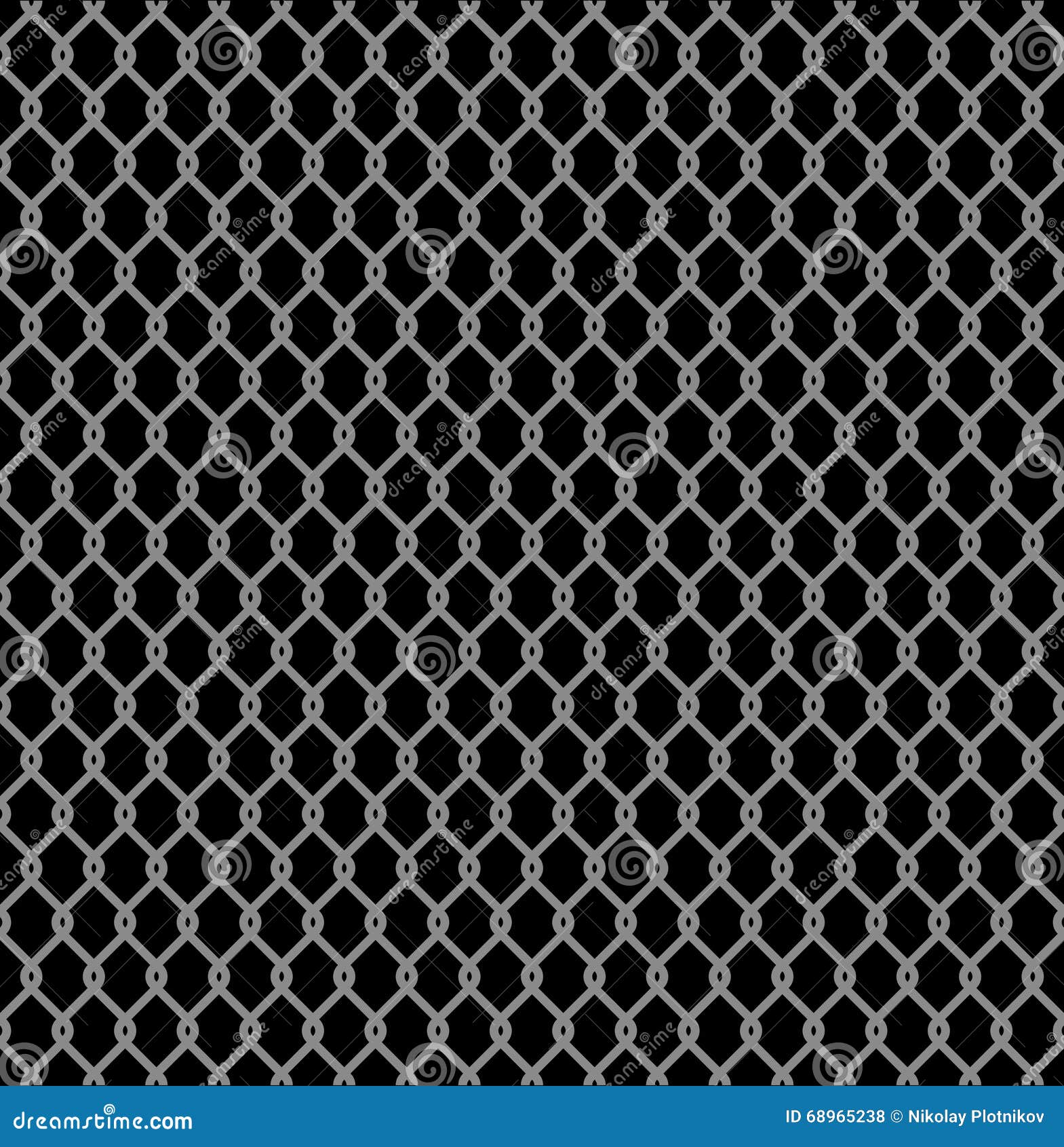 Metallic Wired Fence Seamless Pattern Isolated on Black Background