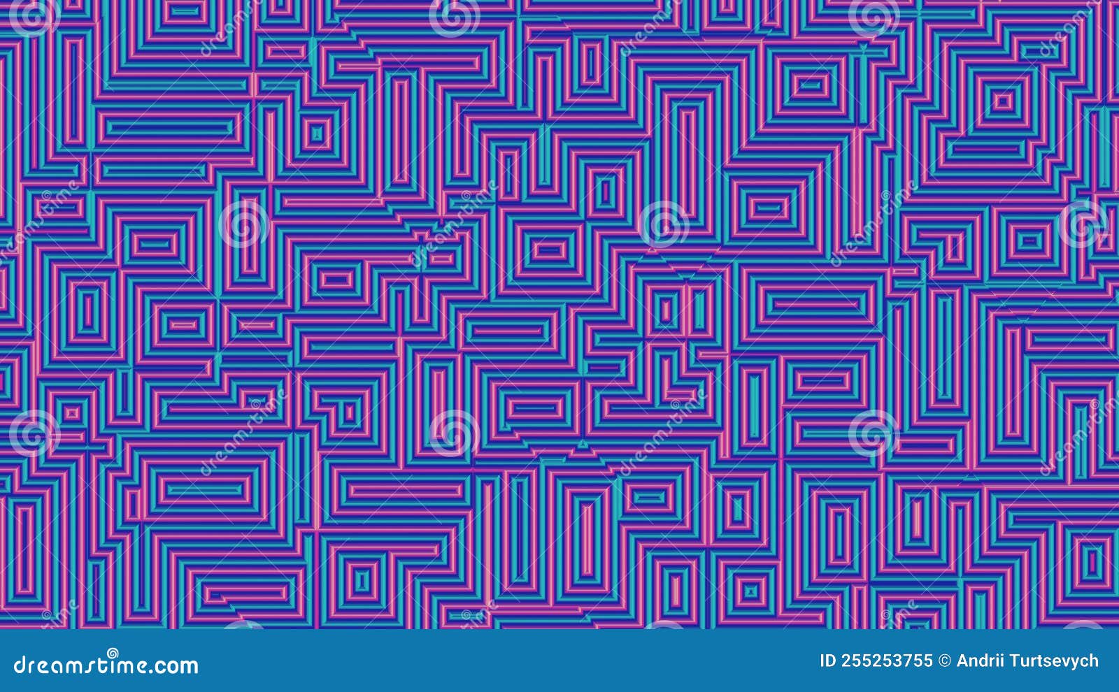 Metallized Texture of Rectangular Lines in the Shape of a Maze, Embossed in Foil, 3D Rendering