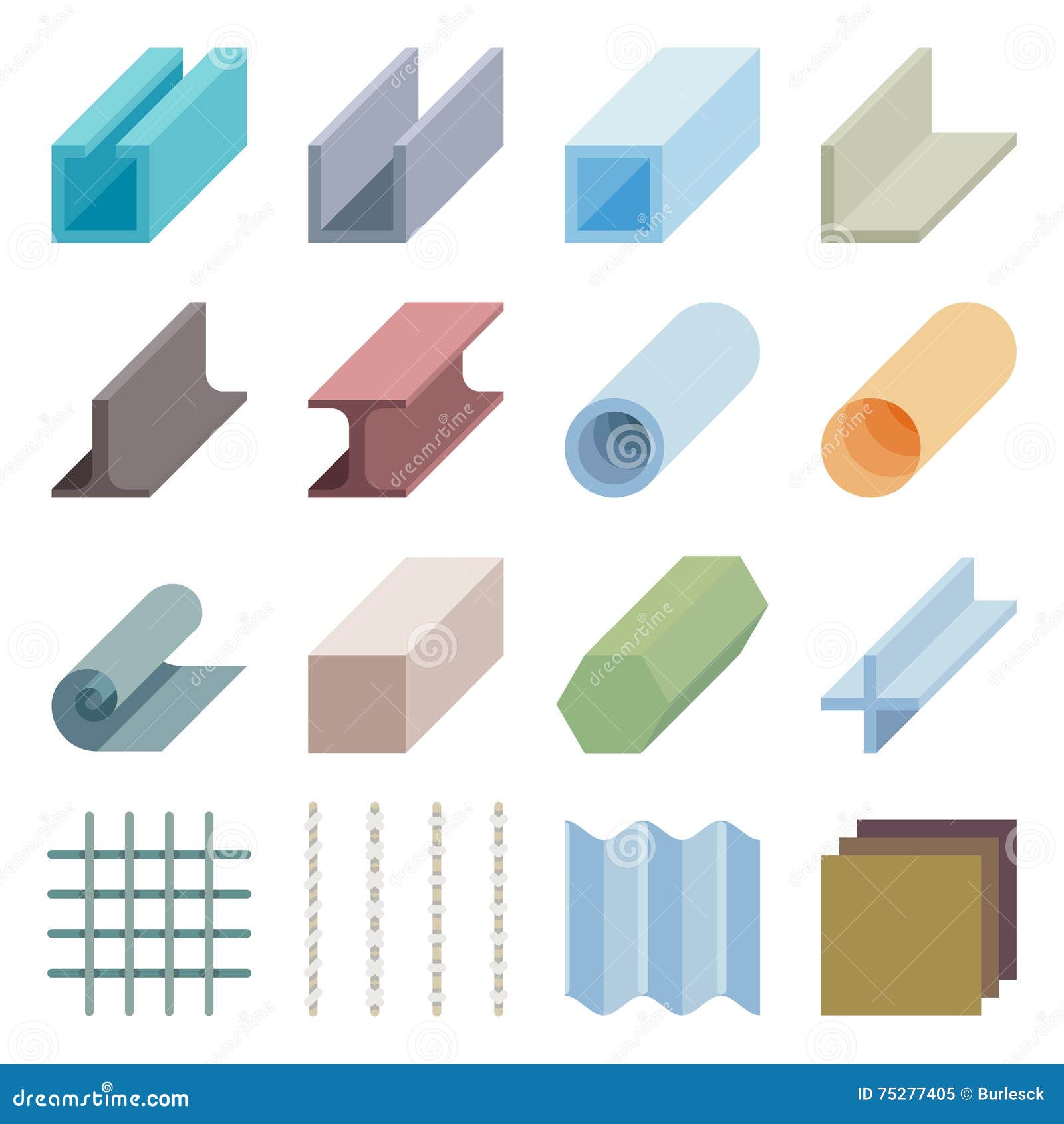 metallurgy products  icons. isometric 3d s