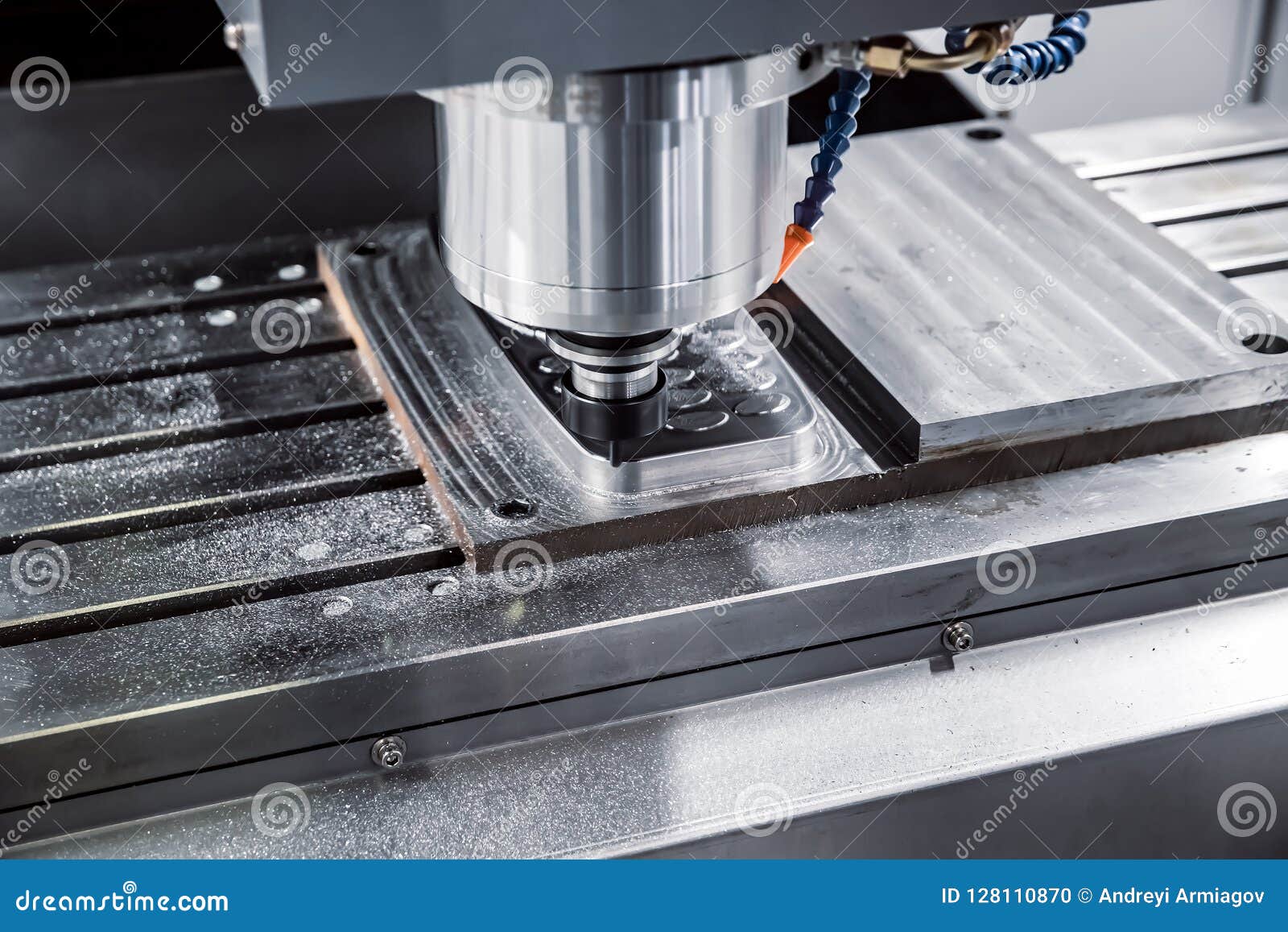 metalworking cnc milling machine. cutting metal modern processing technology.