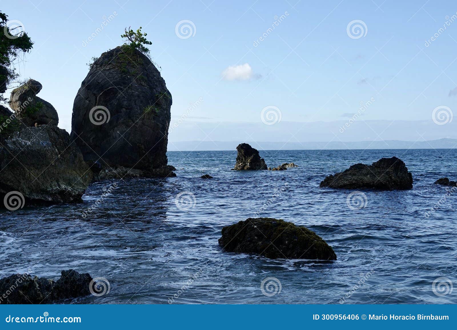 rocks seen from the las galeras beach, samana, dominican republic