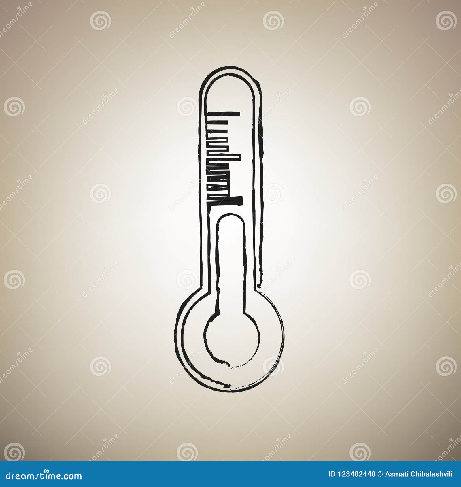 Meteo Diagnostic Technology Thermometer Sign. Vector. Brush Draw Stock