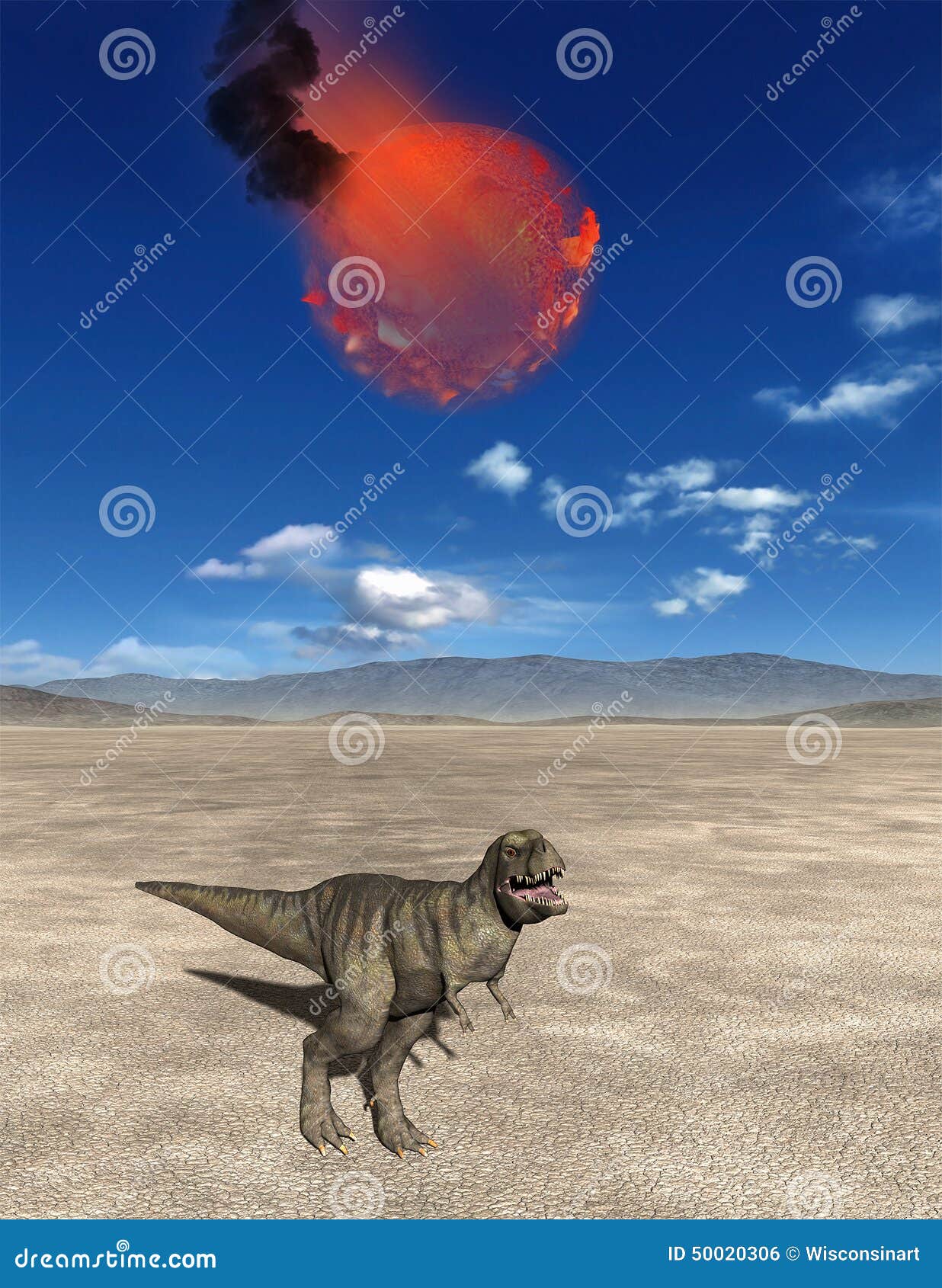 Meteor, End Of The Dinosaurs Illustration Stock Illustration - Image: 50020306
