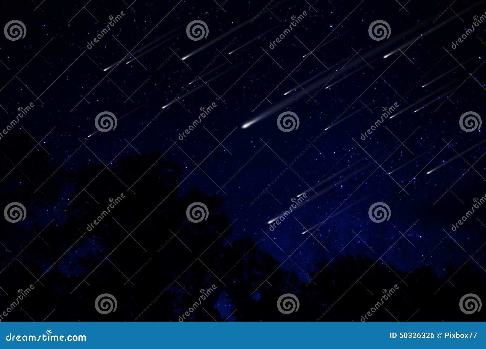 meteor shower in night sky