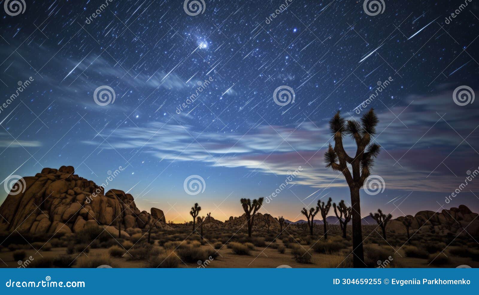 Meteor Shower Over Joshua Tree Stock Illustration Illustration of