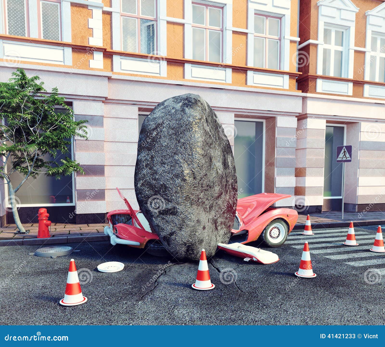 meteorite destroy parked car