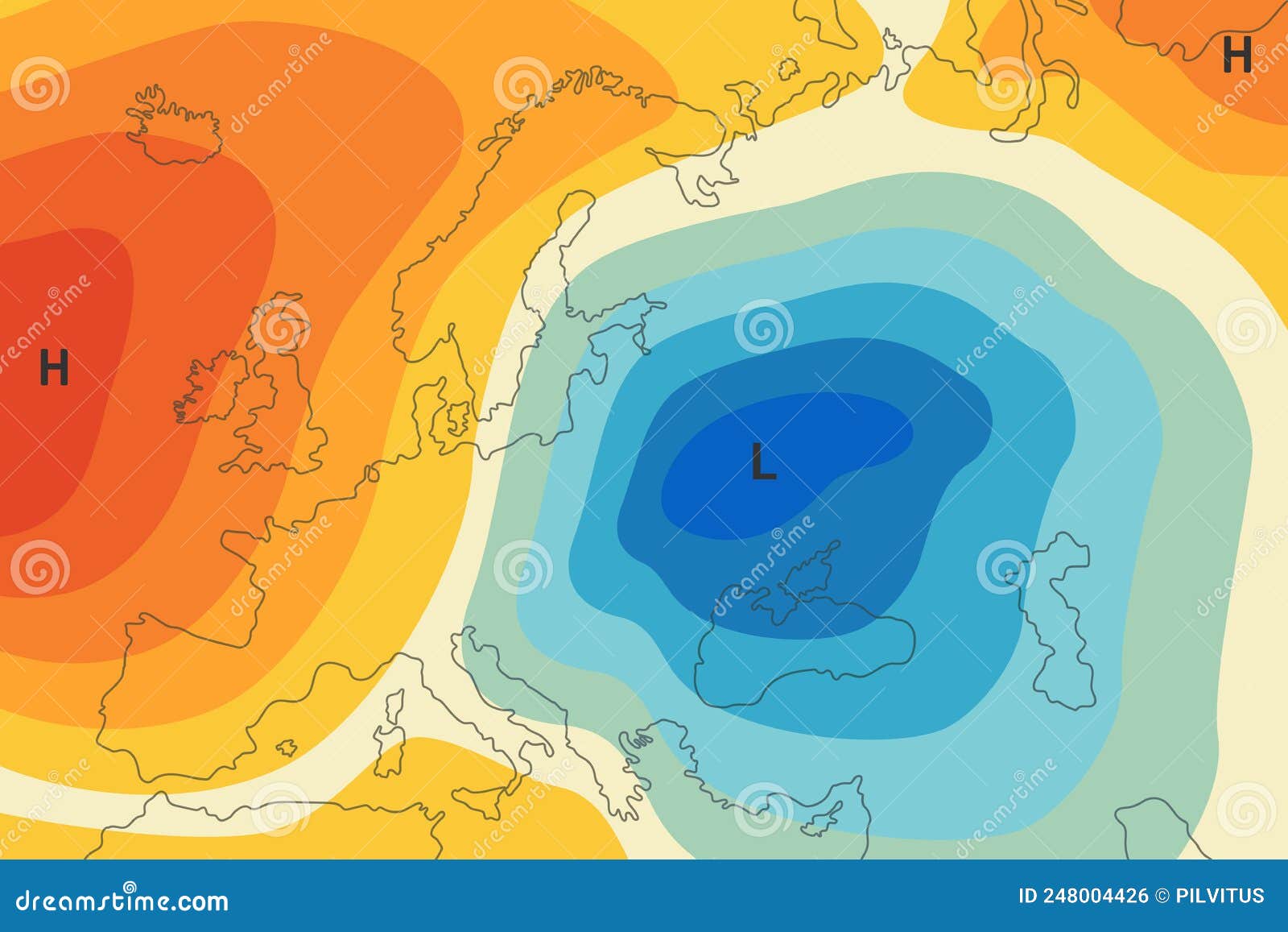 Meteorological Weather Forecast Map. Template or Map Showing of