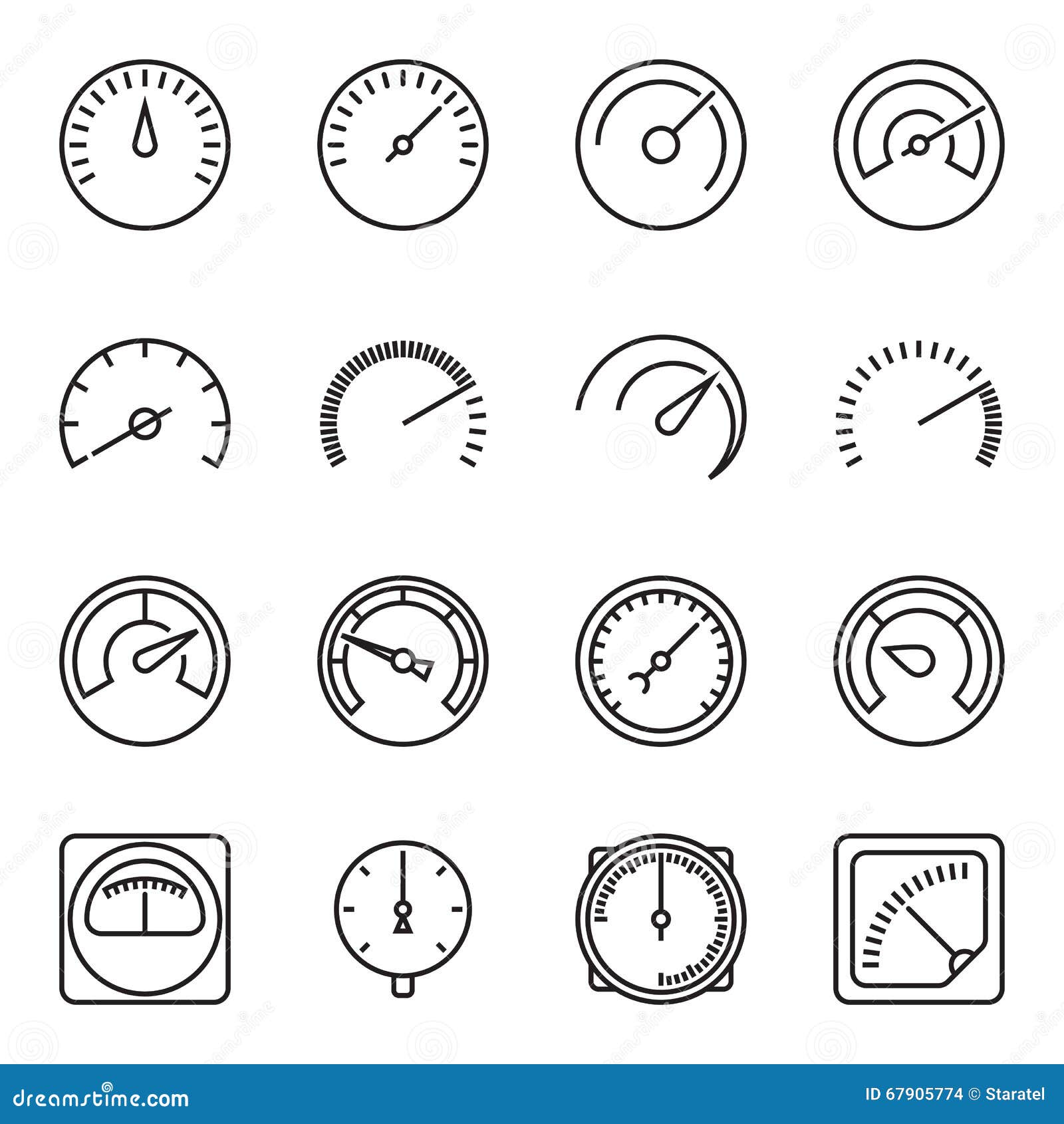 meter icons. s of speedometers, manometers, tachometers, etc.