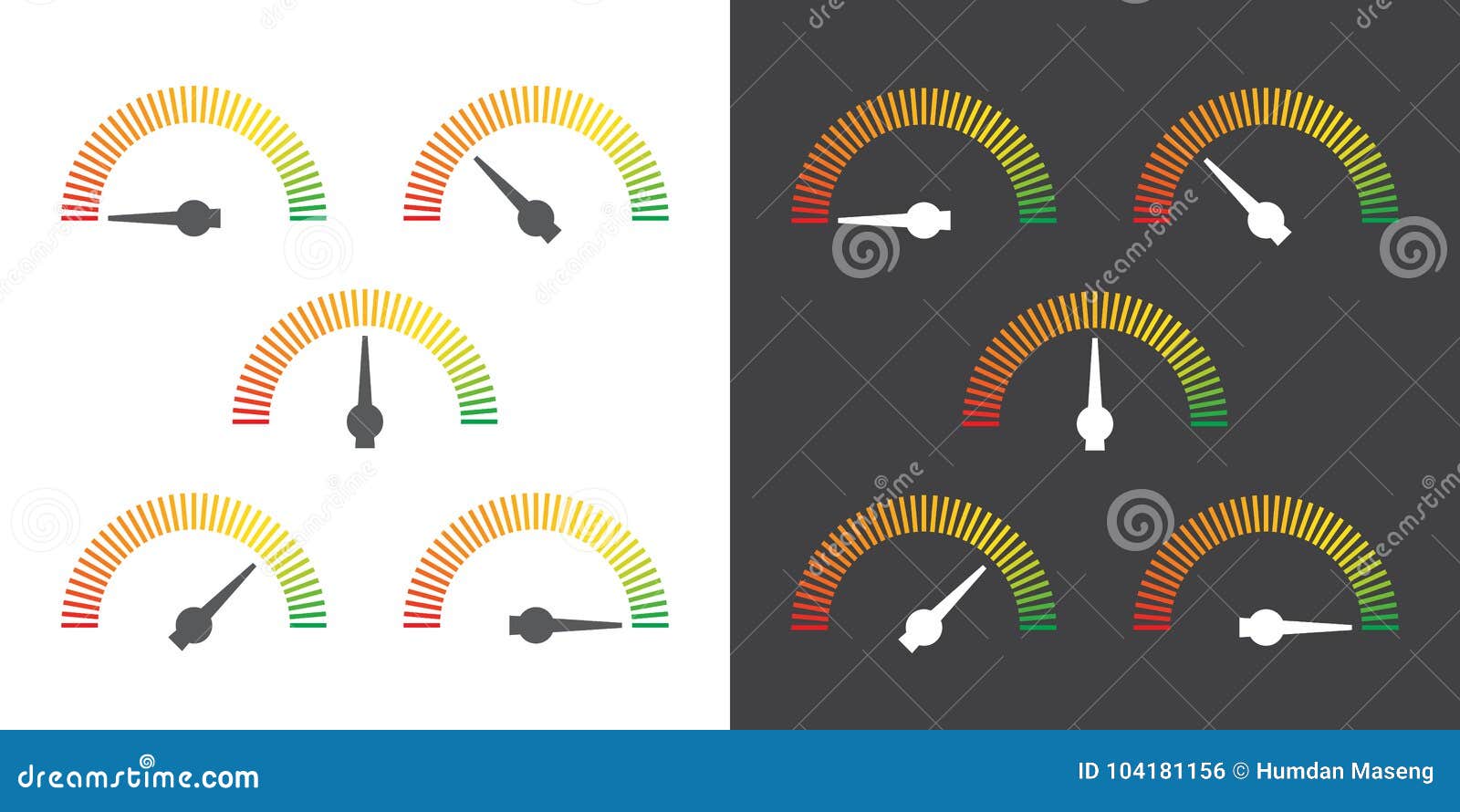 meter signs infographic gauge  from red to green