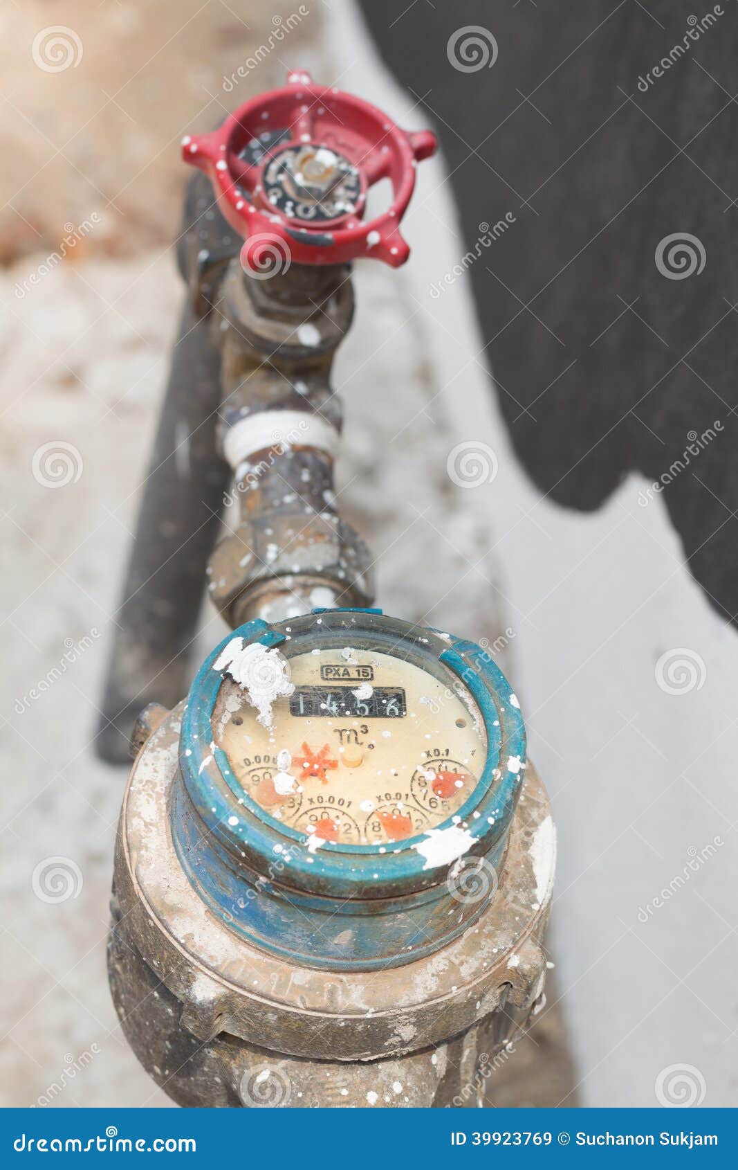 Meter of the Water and Metal Pipes , Format Thailand Stock Image