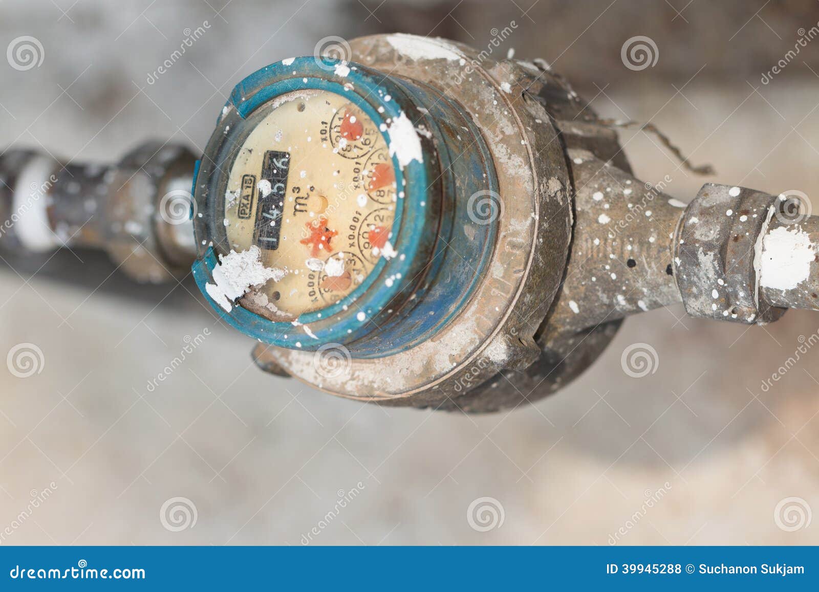 Meter of the Water and Metal Pipes , Format Thailand Stock Photo