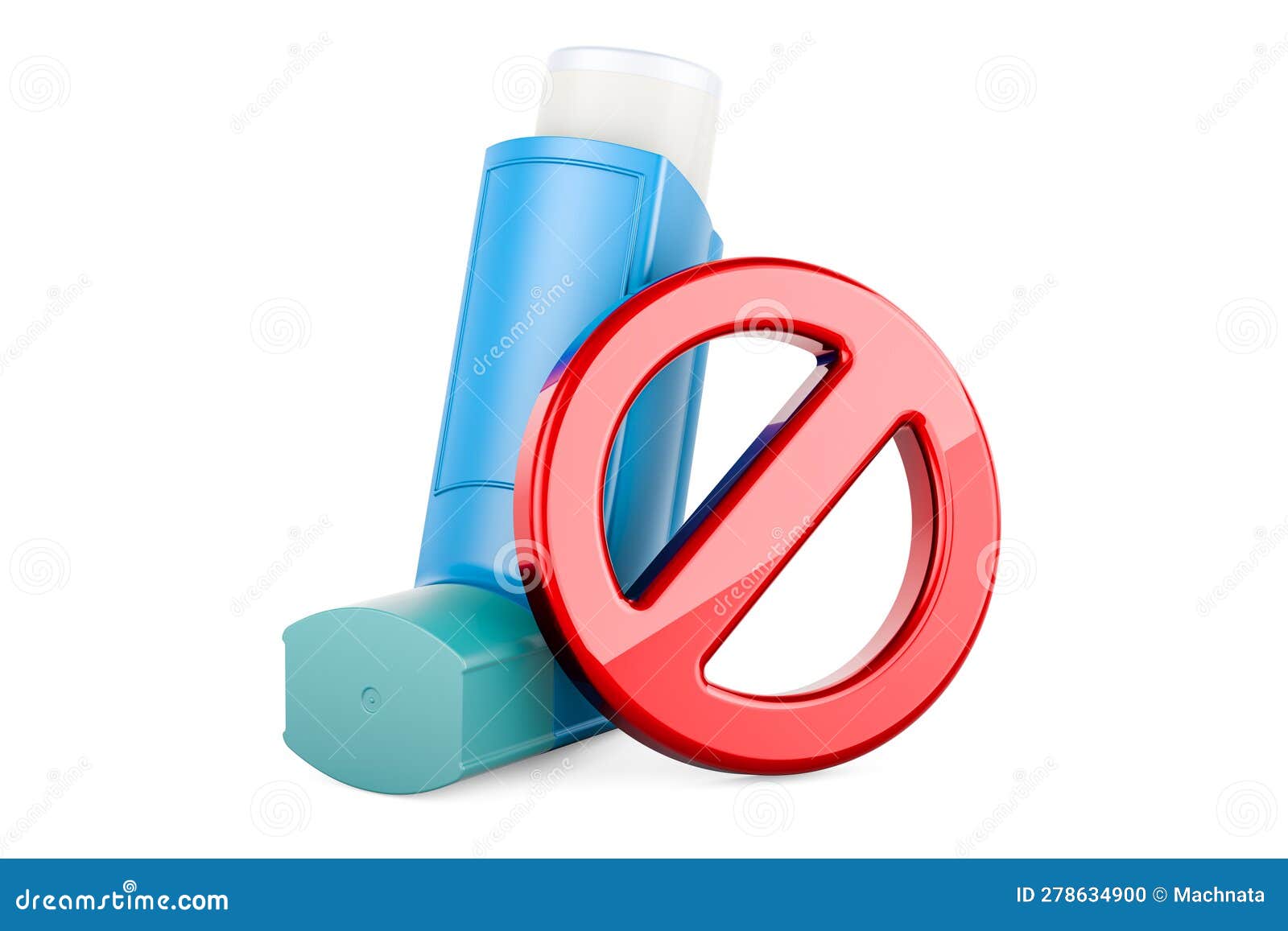 metered-dose inhaler, mdi with forbidden . 3d rendering