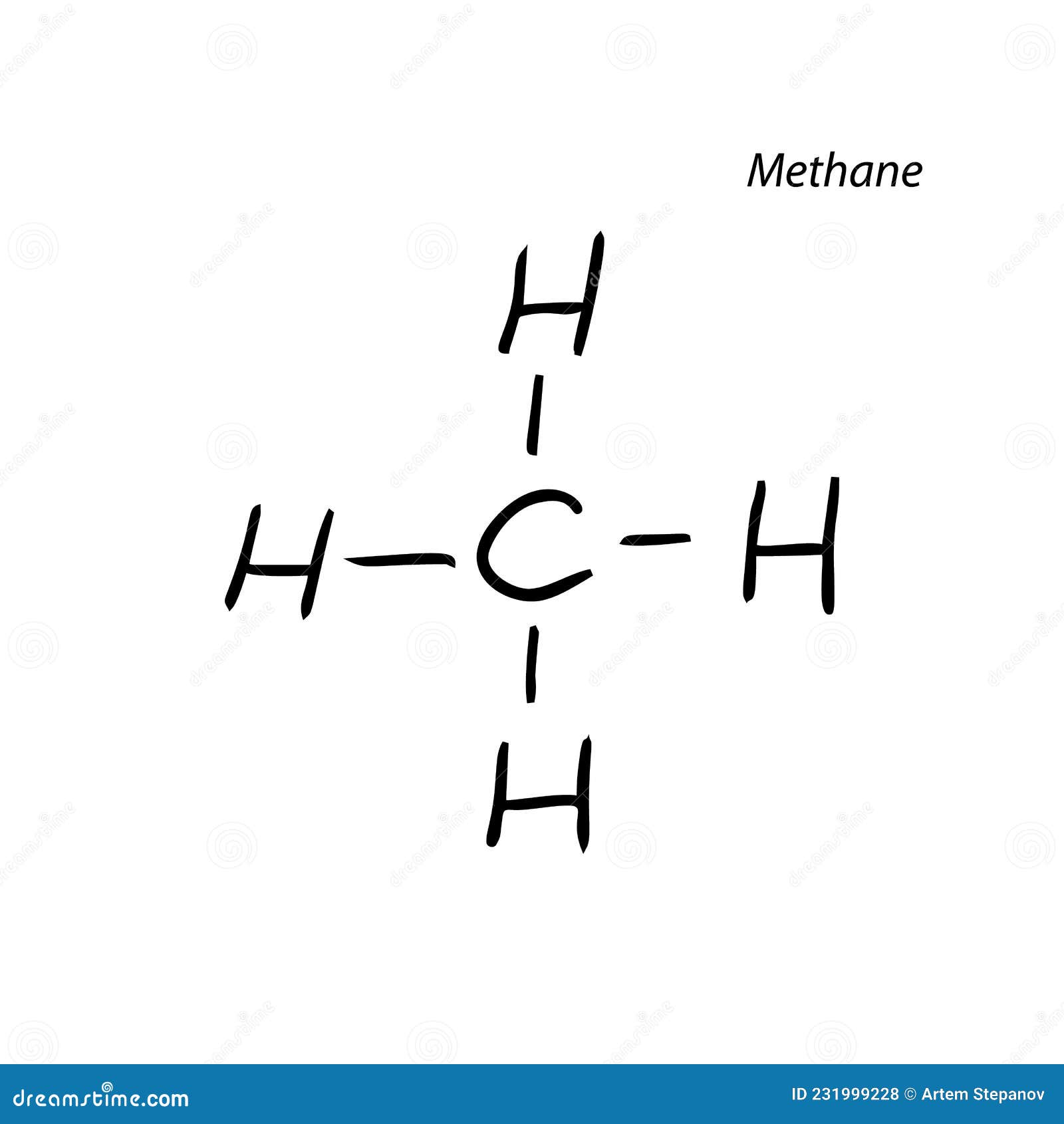 Methane Molecule Formula Hand Drawn Imitation Icon Stock Vector ...