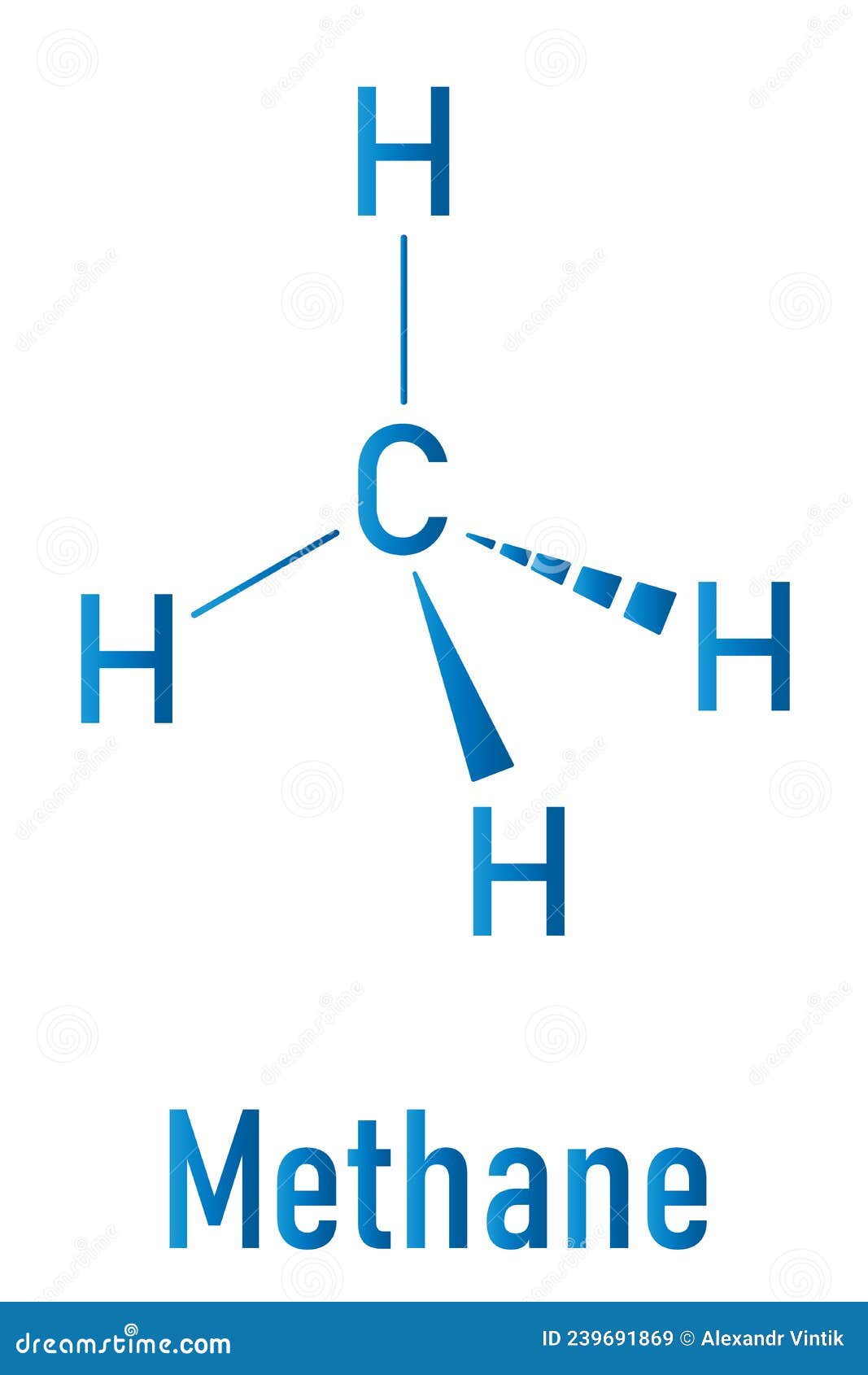 methane natural gas molecule. skeletal formula.