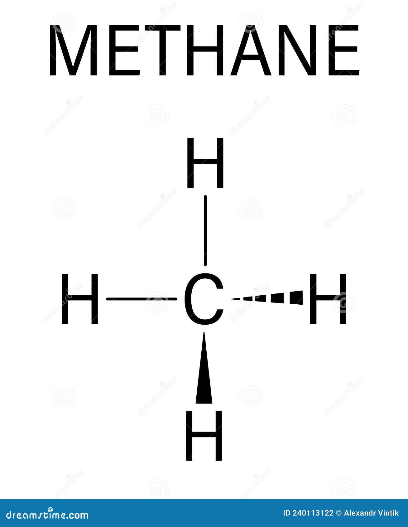 methane natural gas molecule. skeletal formula.