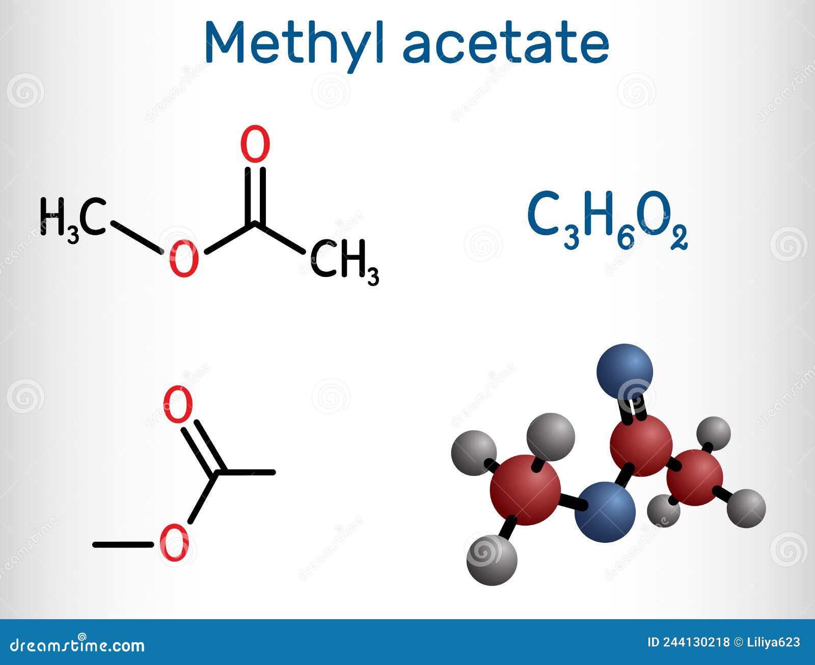 Methyl Acetate, Methyl Ethanoate Molecule. it is Acetate Ester, Solvent