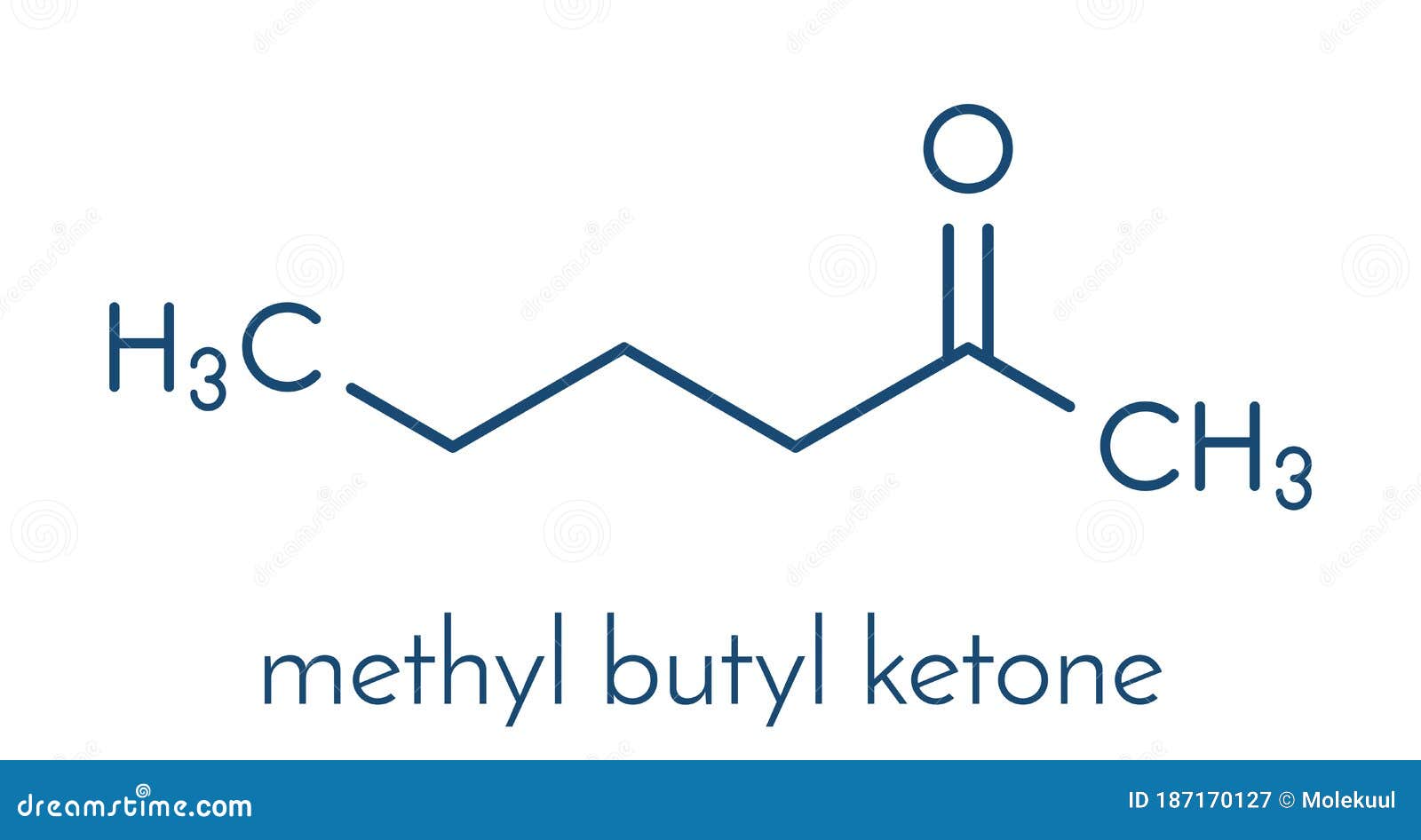 methyl butyl ketone mbk, 2-hexanone solvent molecule. skeletal formula.