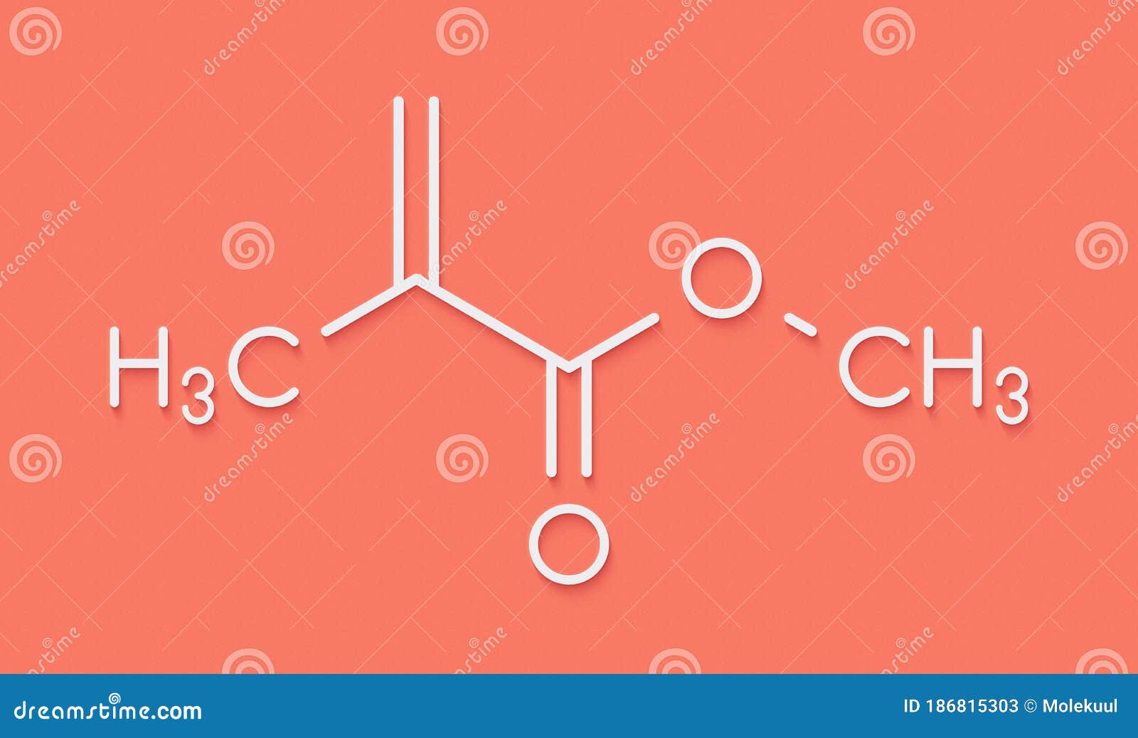 Methyl Methacrylate, MMA And Polymethyl Methacrylate , PMMA Molecule. Methyl Methacrylate Is