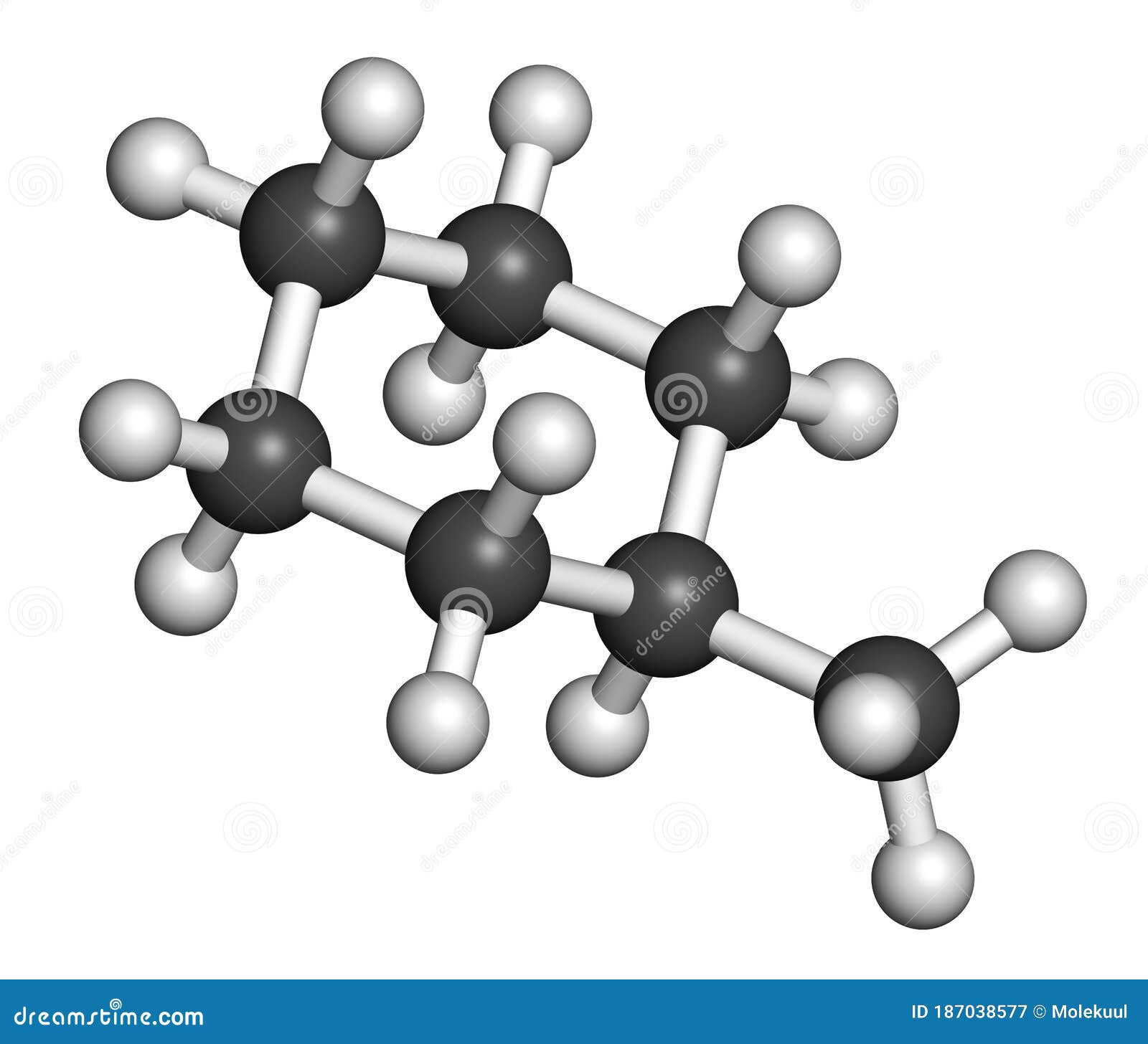 Methylcyclohexane Solvent Molecule. Atoms are Represented As Spheres