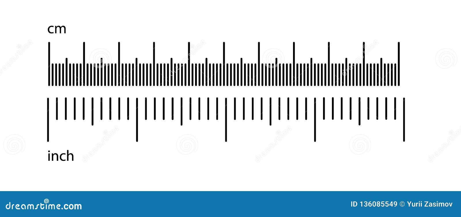 Metric Imperial Rulers. Scale for a Ruler in Inches and