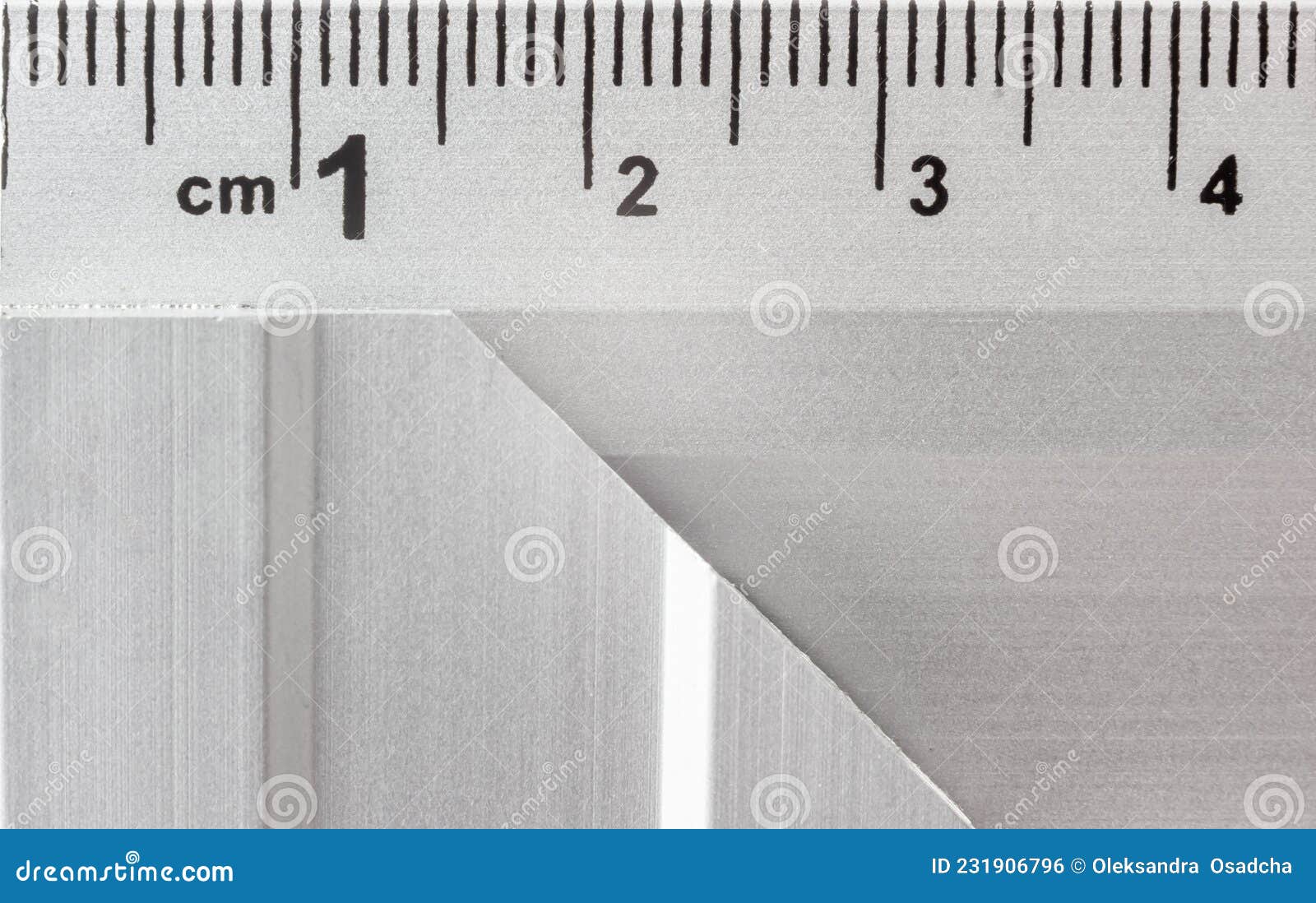 Metric Scale. Yardstick. Close-up. Steel Ruler Millimeter Markings