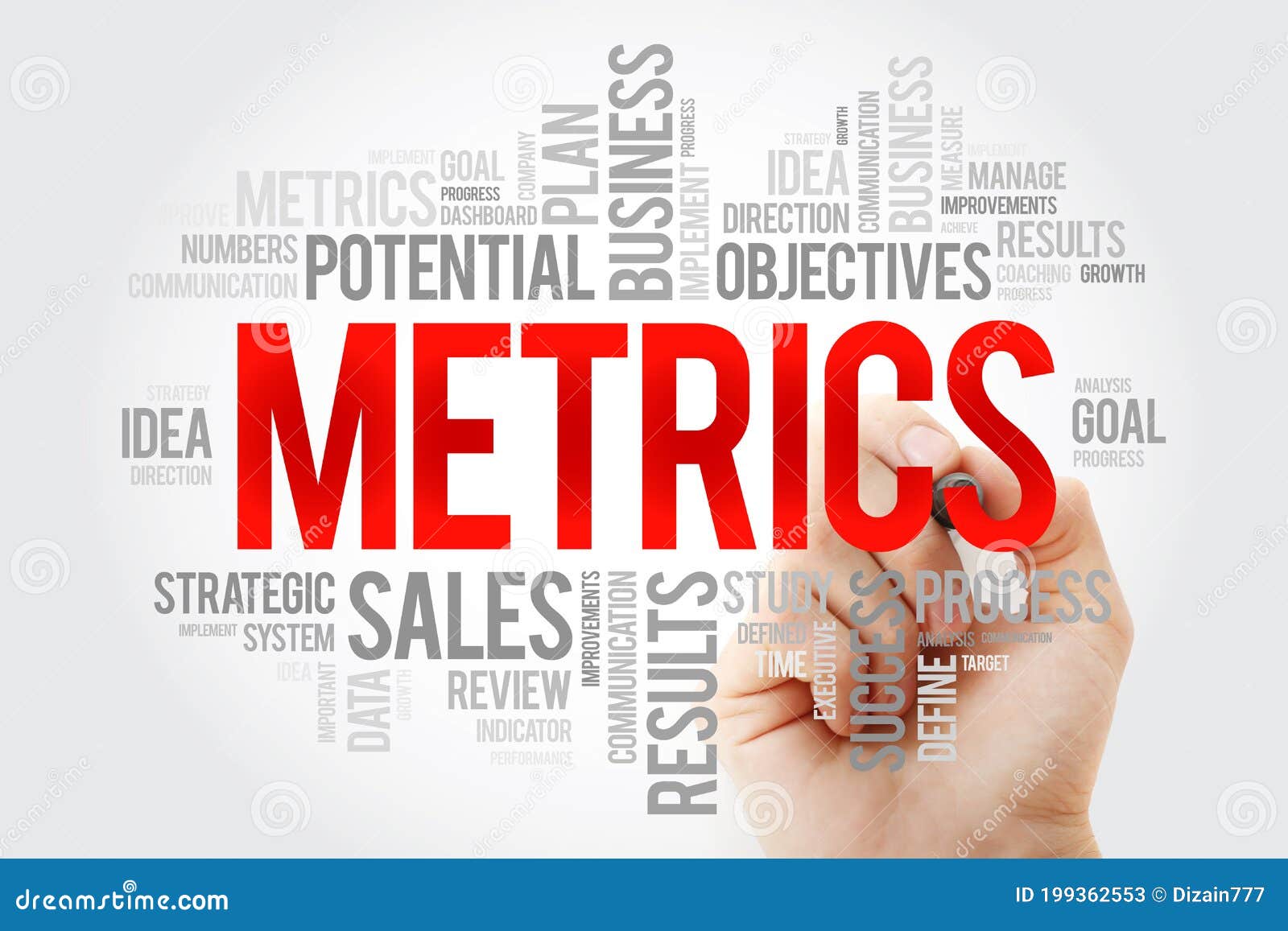 Metrics word cloud stock image. Image of background - 199362553