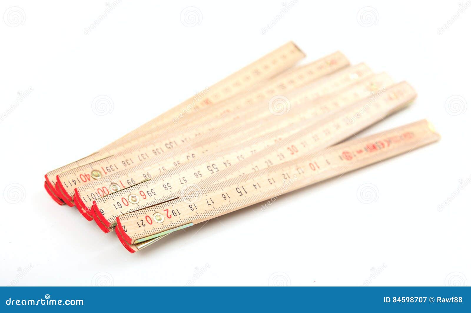 Metro De Madera Aislado En El Fondo Blanco Imagen de archivo - Imagen